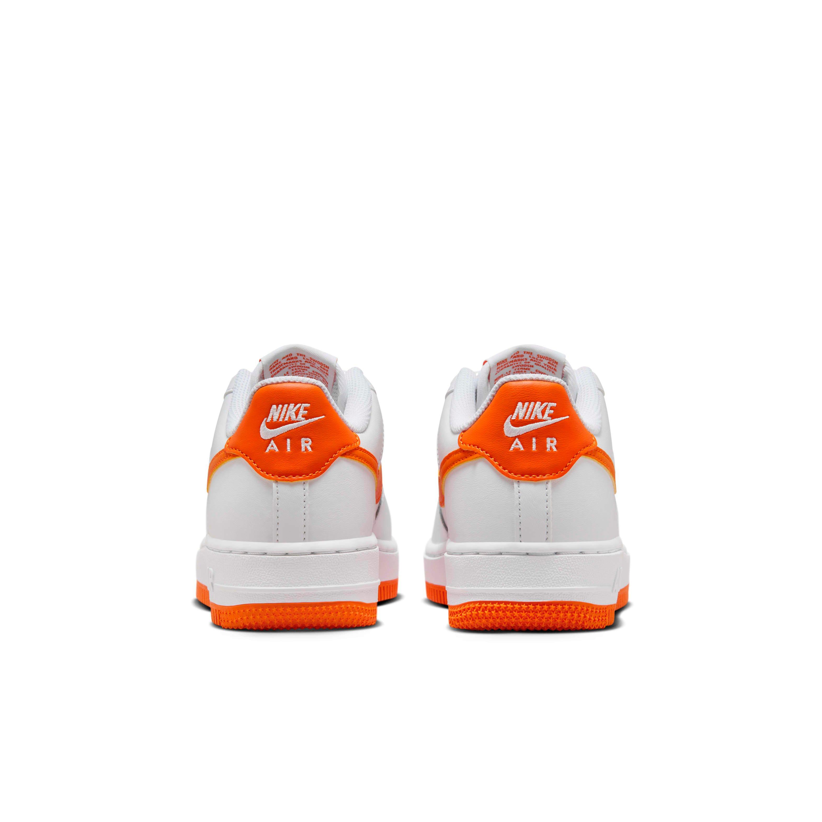 Nike Air Force 1 Grade School Boys' "White/White/Safety Orange" Shoe