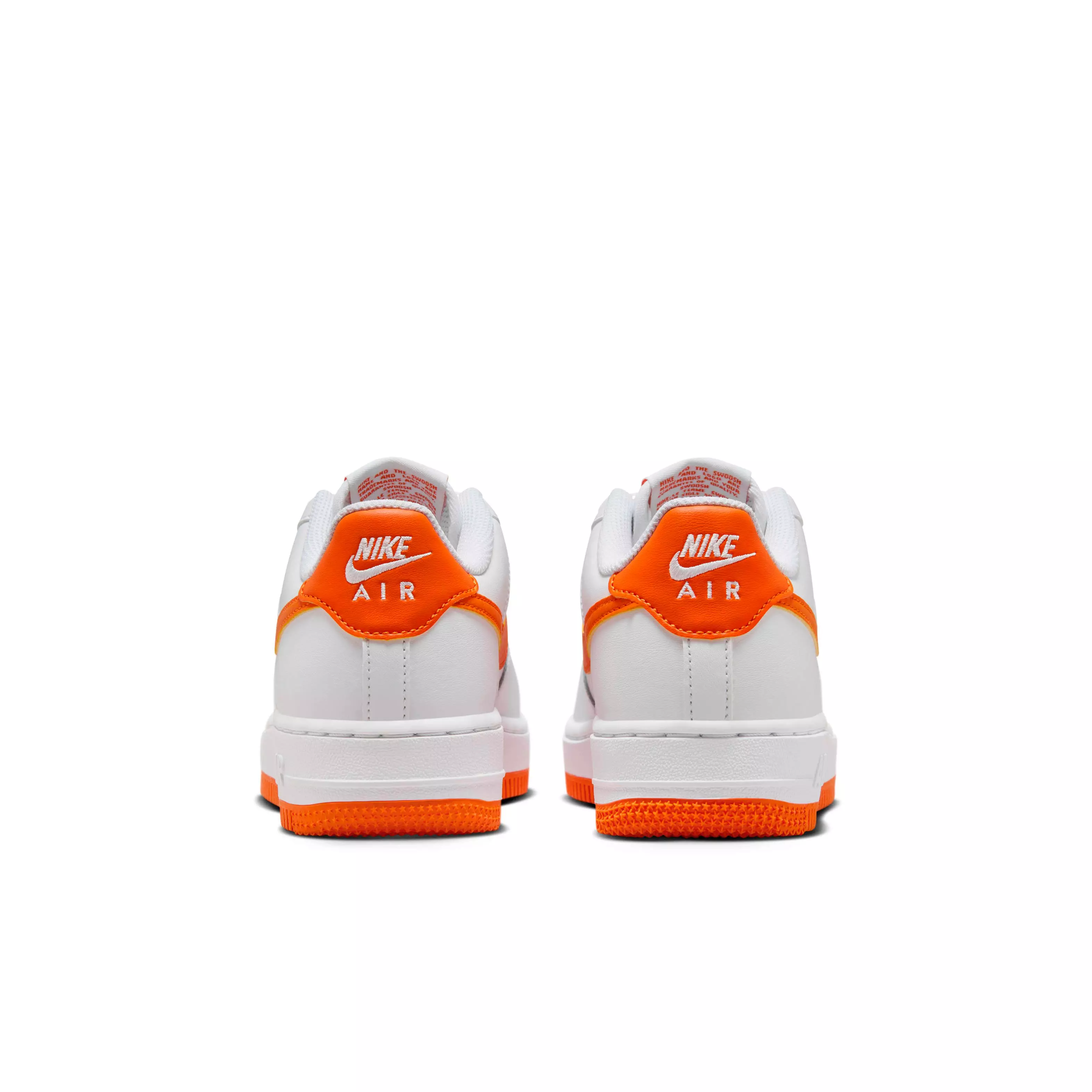 Nike Air Force 1 "White/White/Safety Orange" Grade School Boys' Shoe - WHITE/WHITE/ORANGE