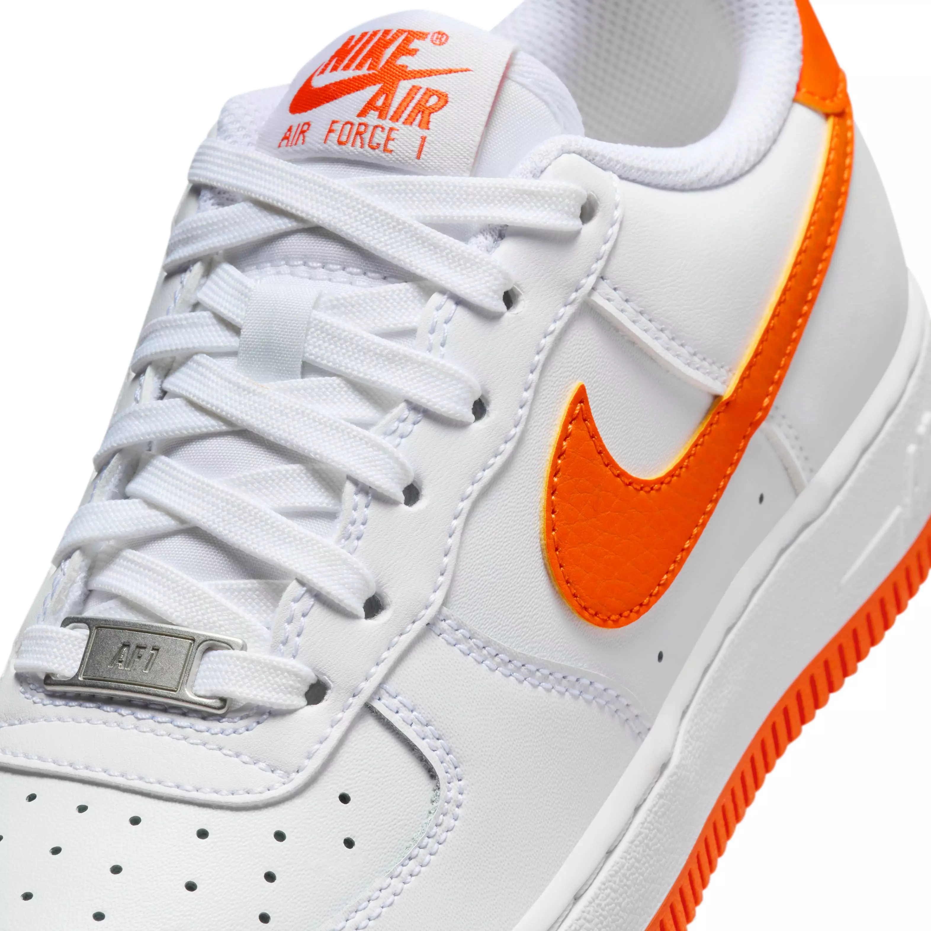 Nike Air Force 1 "White/White/Safety Orange" Grade School Boys' Shoe - WHITE/WHITE/ORANGE