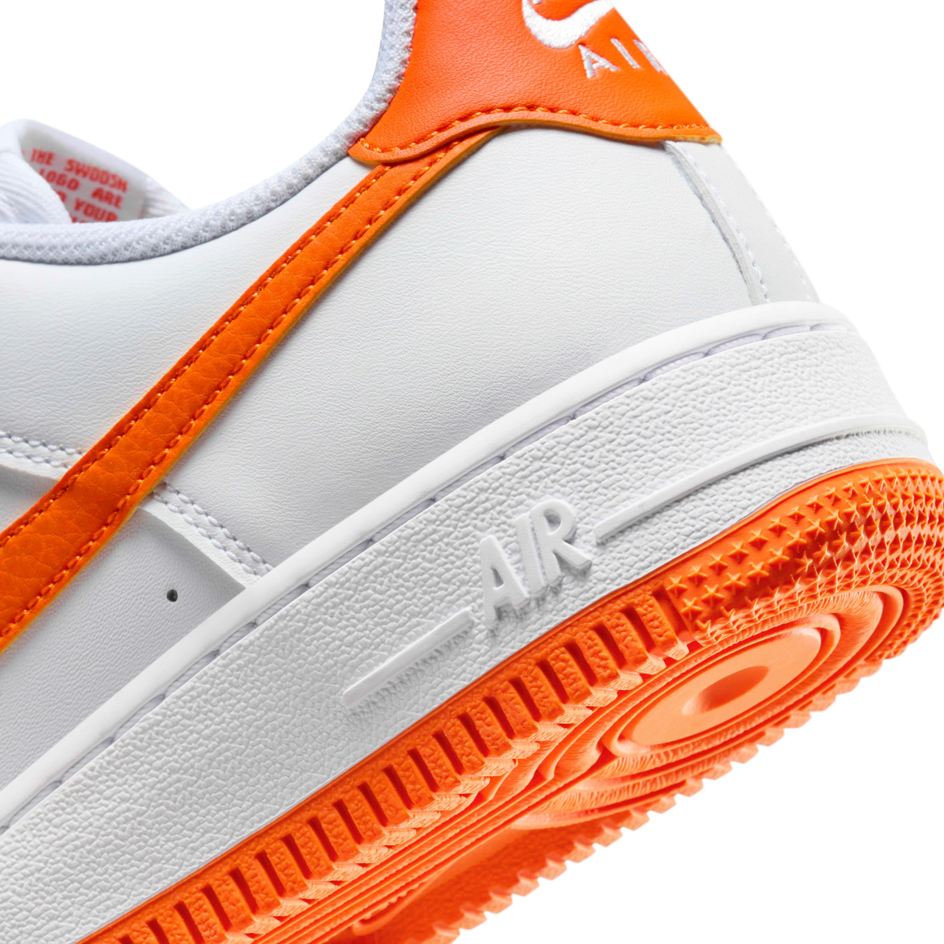 Nike Air Force 1 Grade School Boys' "White/White/Safety Orange" Shoe