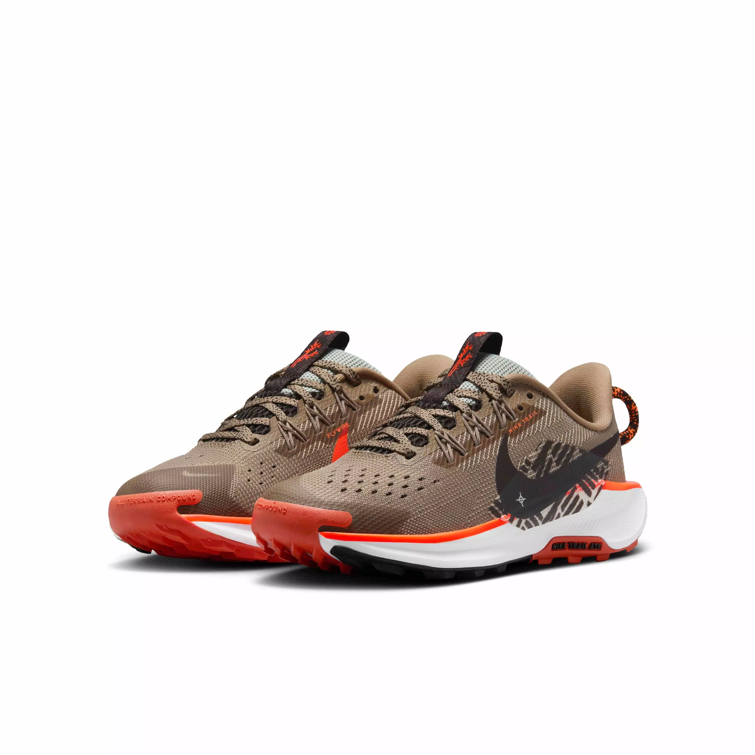 Nike Pegasus Trail 5 "Khaki/Hyper Crimson/Coral/Velvet Brown" Grade School Boys' Trail Running Shoe - KHAKI/CRIMSON/CORAL/BROWN