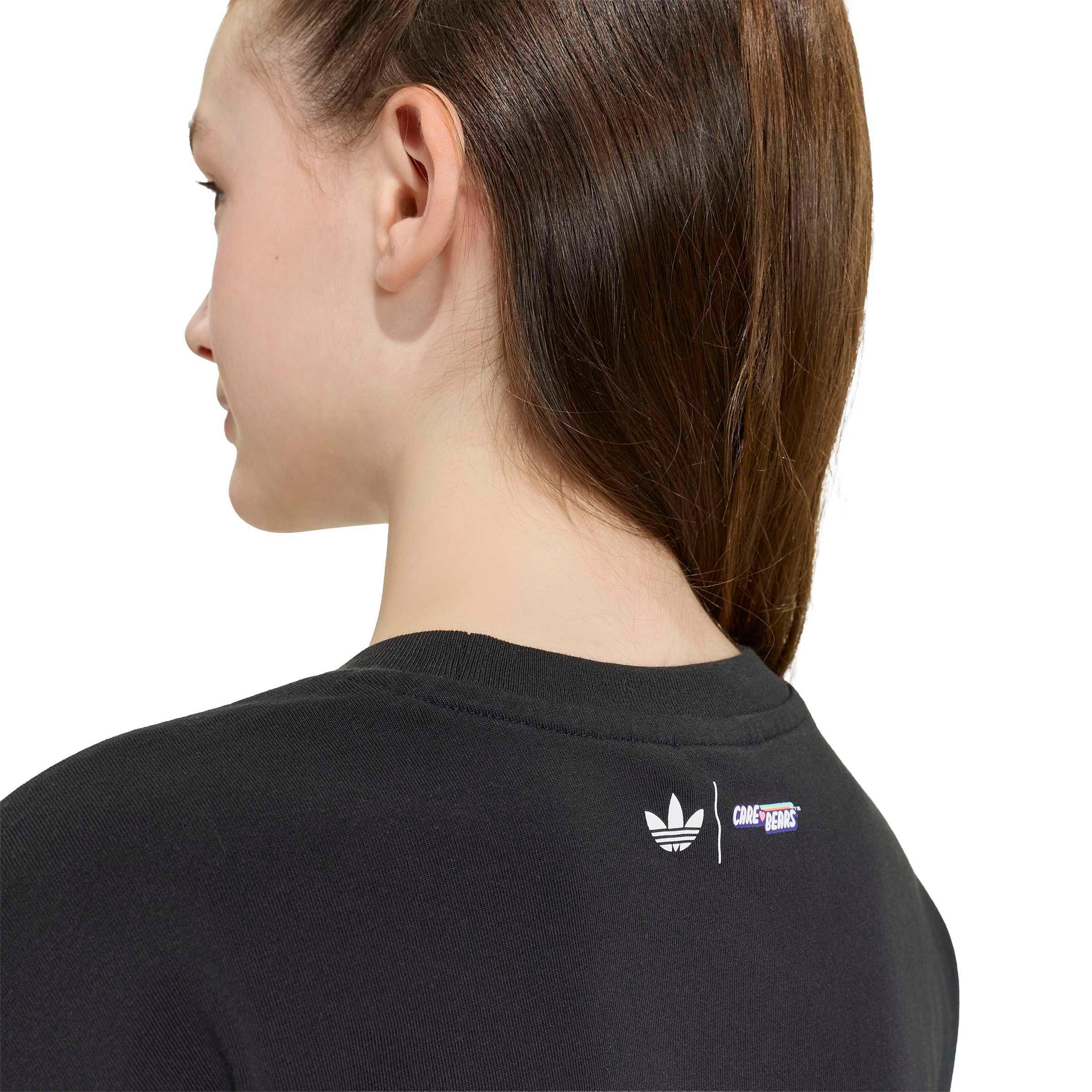 adidas Originals Big Girls' Care Bears Slim 3-Stripes Tee Shirt - Black - BLACK Thumbnail View 4