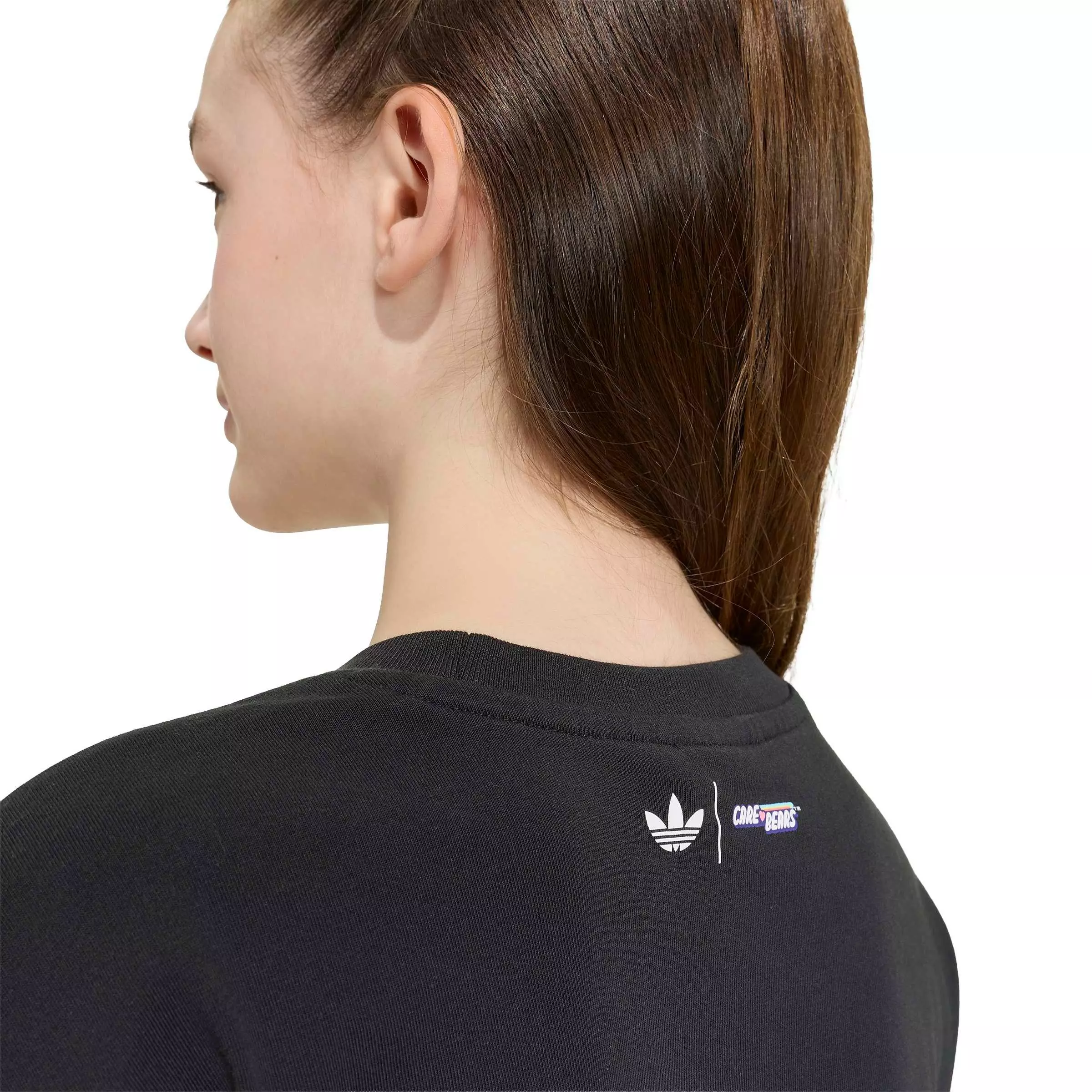 adidas Originals Big Girls' Care Bears Slim 3-Stripes Tee Shirt - Black - BLACK