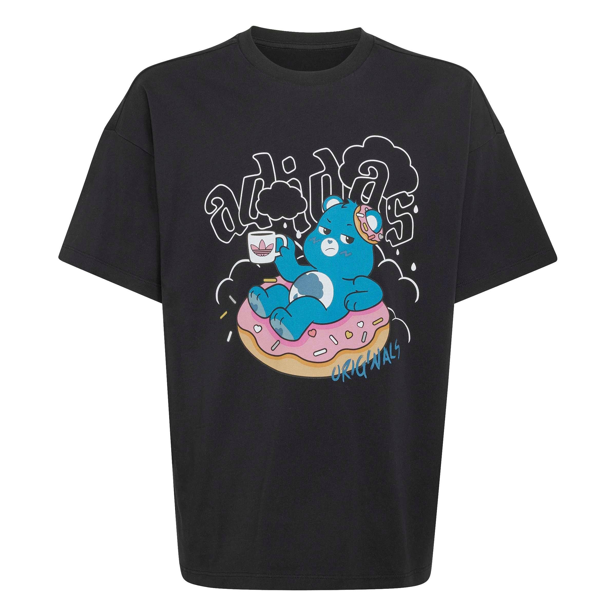 adidas Originals Big Girls' Care Bears Slim 3-Stripes Tee Shirt - Black - BLACK Thumbnail View 6