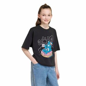 adidas Originals Big Girls' Care Bears Slim 3-Stripes Tee Shirt - Black - BLACK