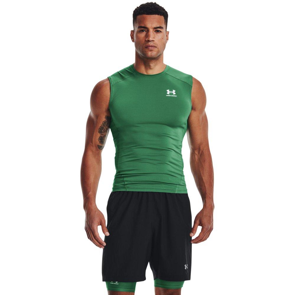 Under Armour Men's HeatGear Sleeveless Compression Top - GREEN Thumbnail View 1