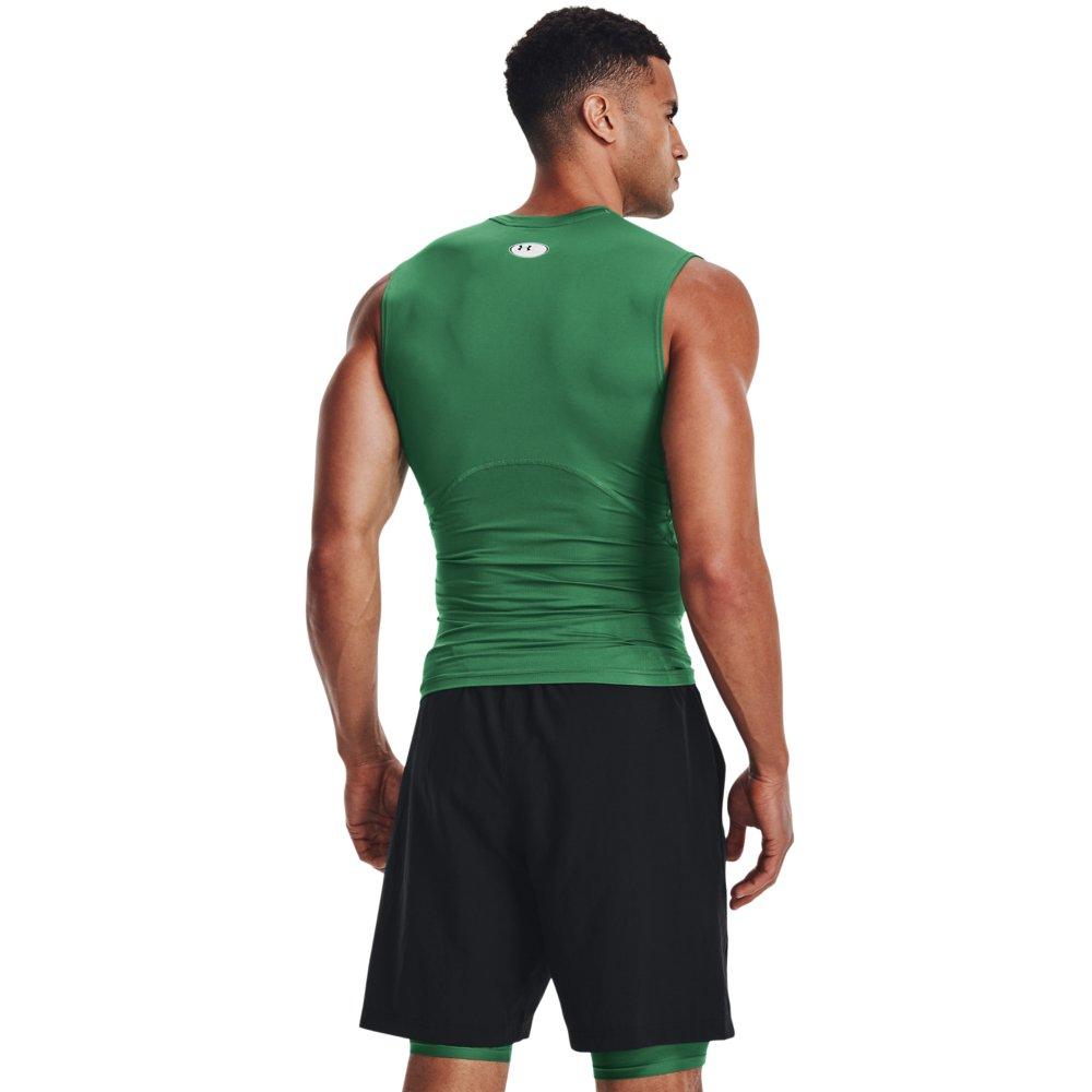 Under Armour Men's HeatGear Sleeveless Compression Top - GREEN Thumbnail View 2