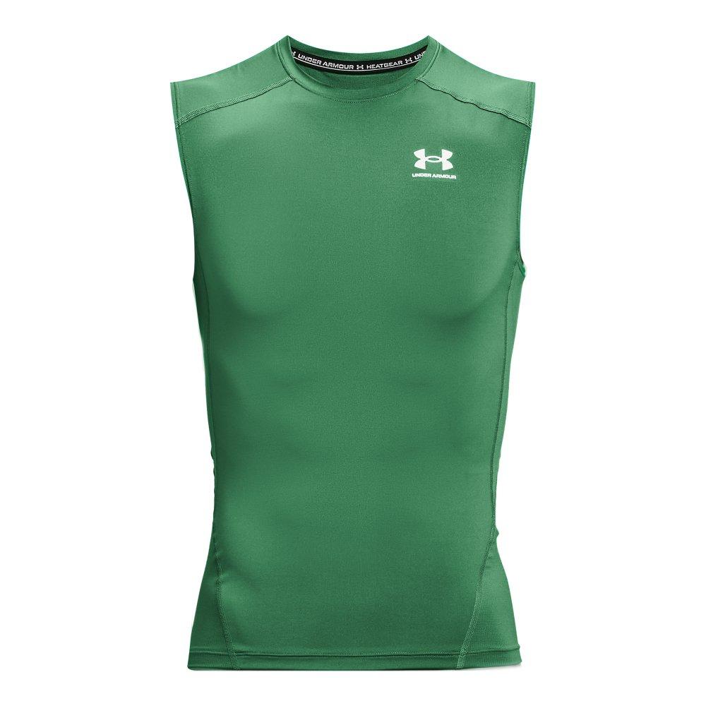 Under Armour Men's HeatGear Sleeveless Compression Top - GREEN Thumbnail View 4