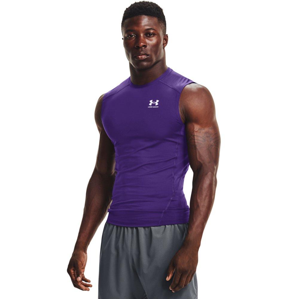 Under Armour Men's HeatGear Sleeveless Compression Top - PURPLE Thumbnail View 1
