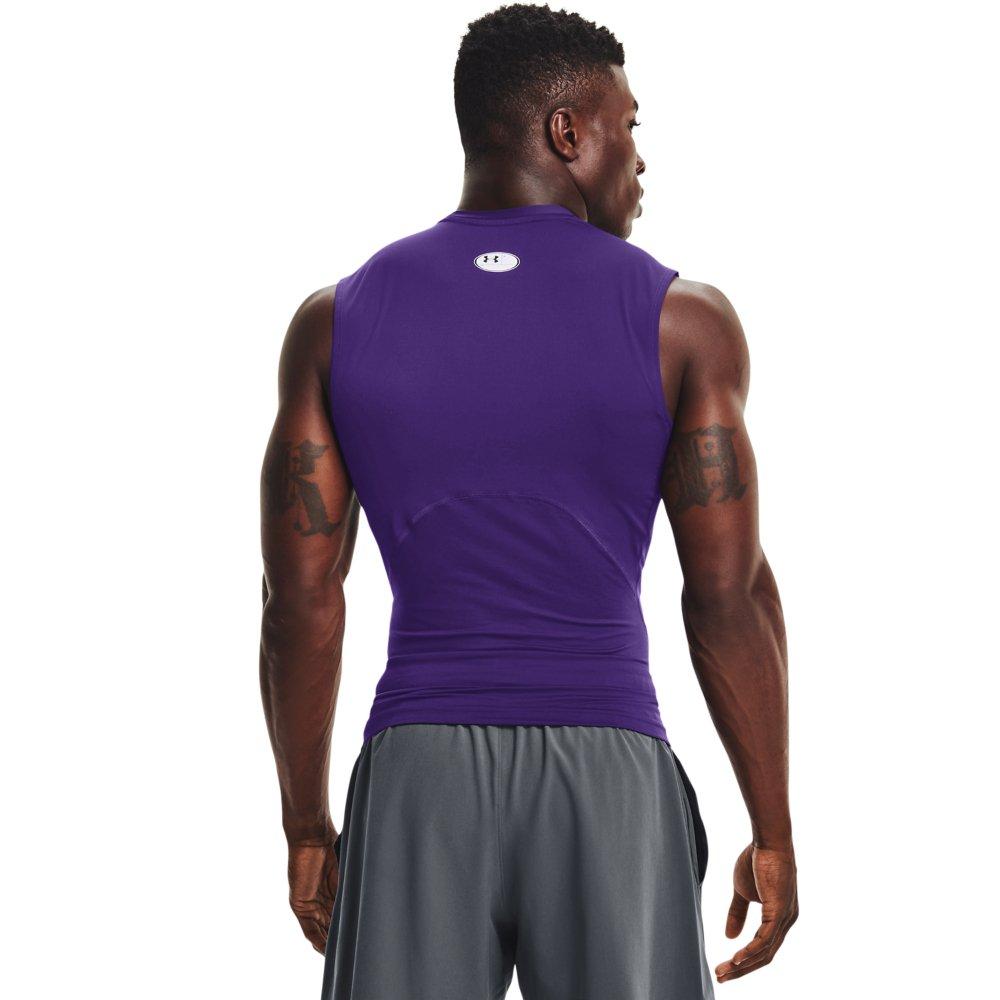 Under Armour Men's HeatGear Sleeveless Compression Top - PURPLE Thumbnail View 2