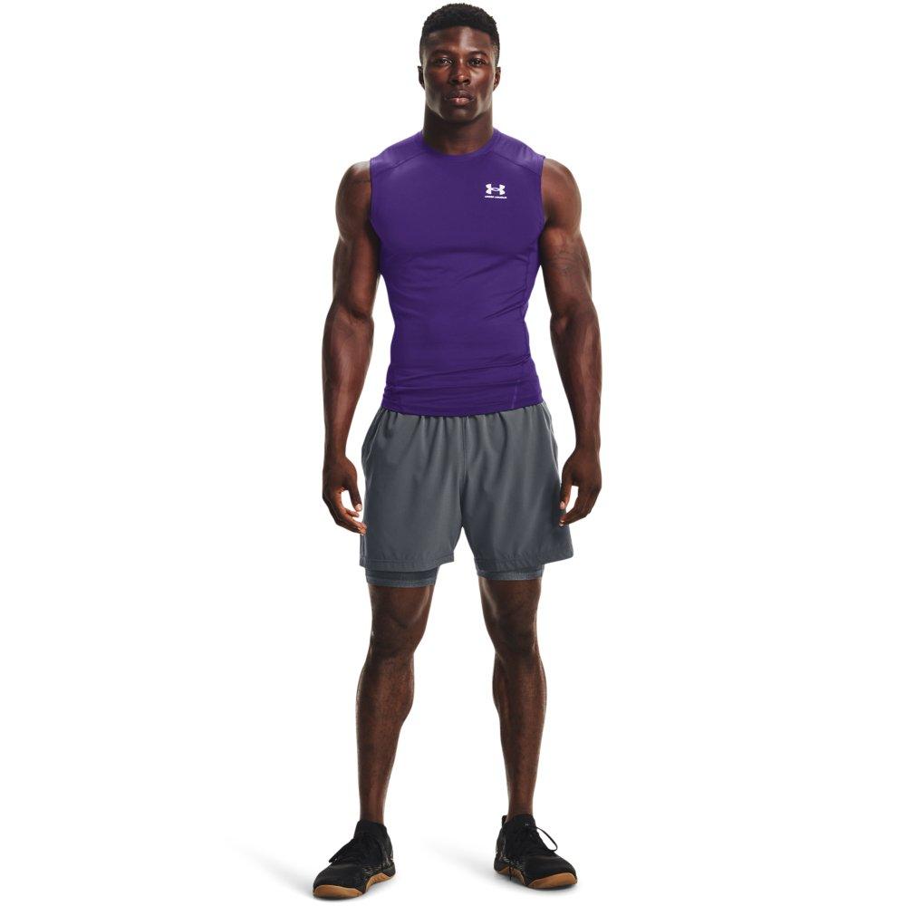 Under Armour Men's HeatGear Sleeveless Compression Top - PURPLE Thumbnail View 3