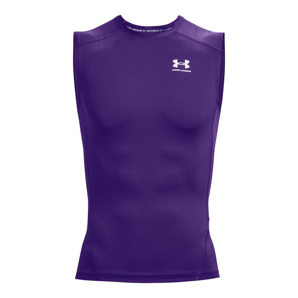 Under Armour Men's HeatGear Sleeveless Compression Top - PURPLE Thumbnail View 5