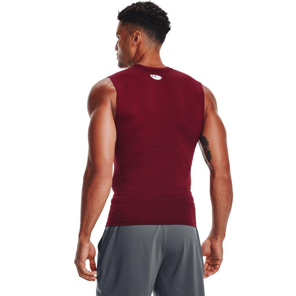 Under Armour Men's HeatGear Sleeveless Compression Top - MAROON Thumbnail View 2