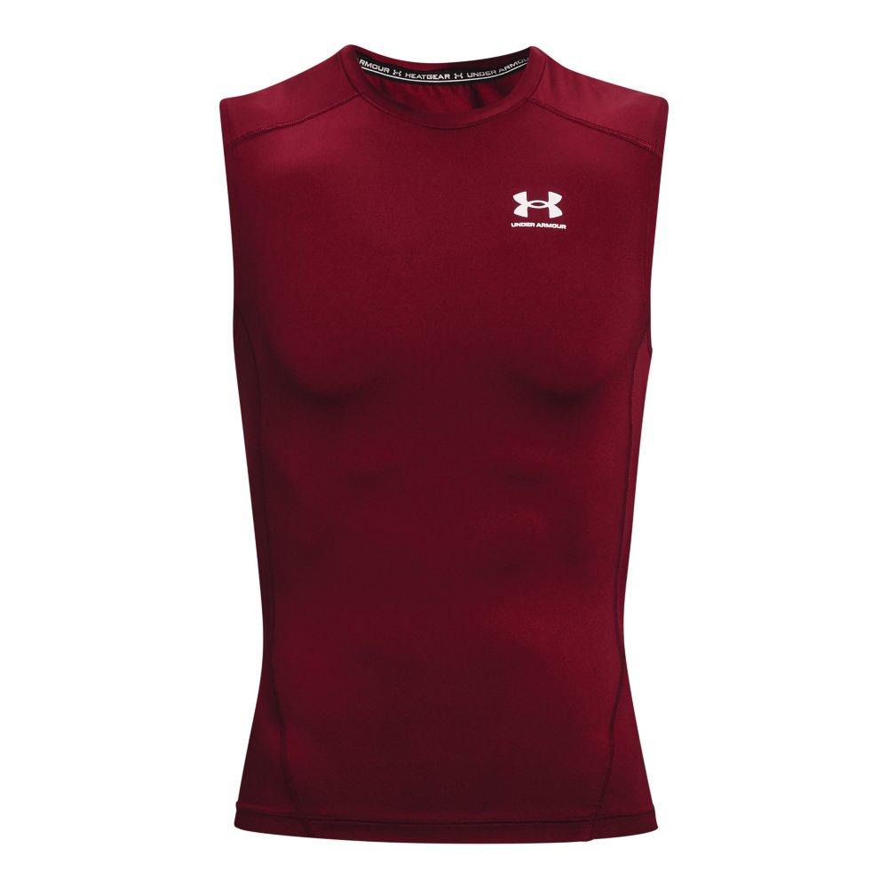 Under Armour Men's HeatGear Sleeveless Compression Top - MAROON Thumbnail View 4