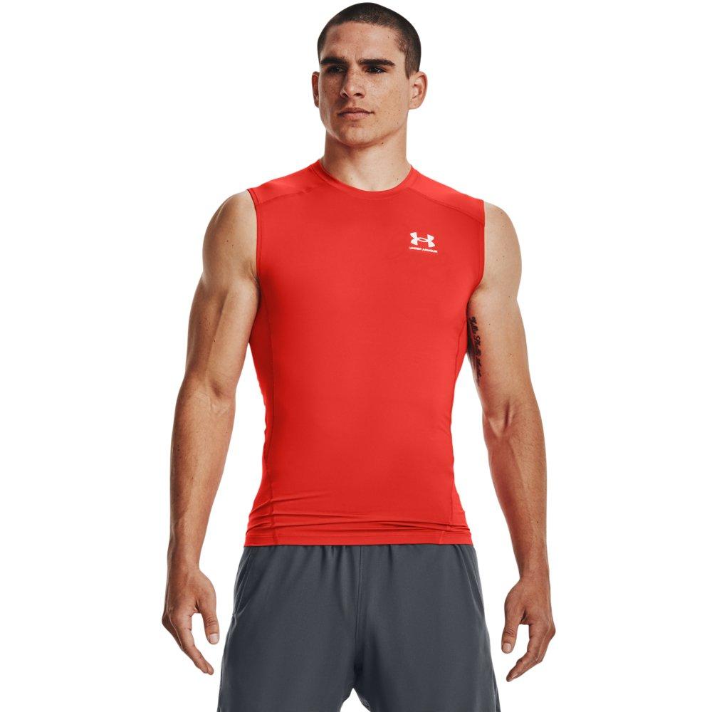 Under Armour Men's HeatGear Sleeveless Compression Top - ORANGE Thumbnail View 1