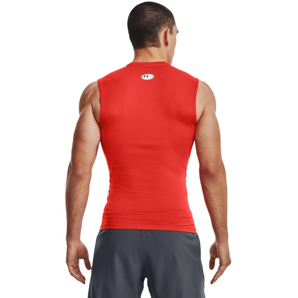 Under Armour Men's HeatGear Sleeveless Compression Top - ORANGE Thumbnail View 2