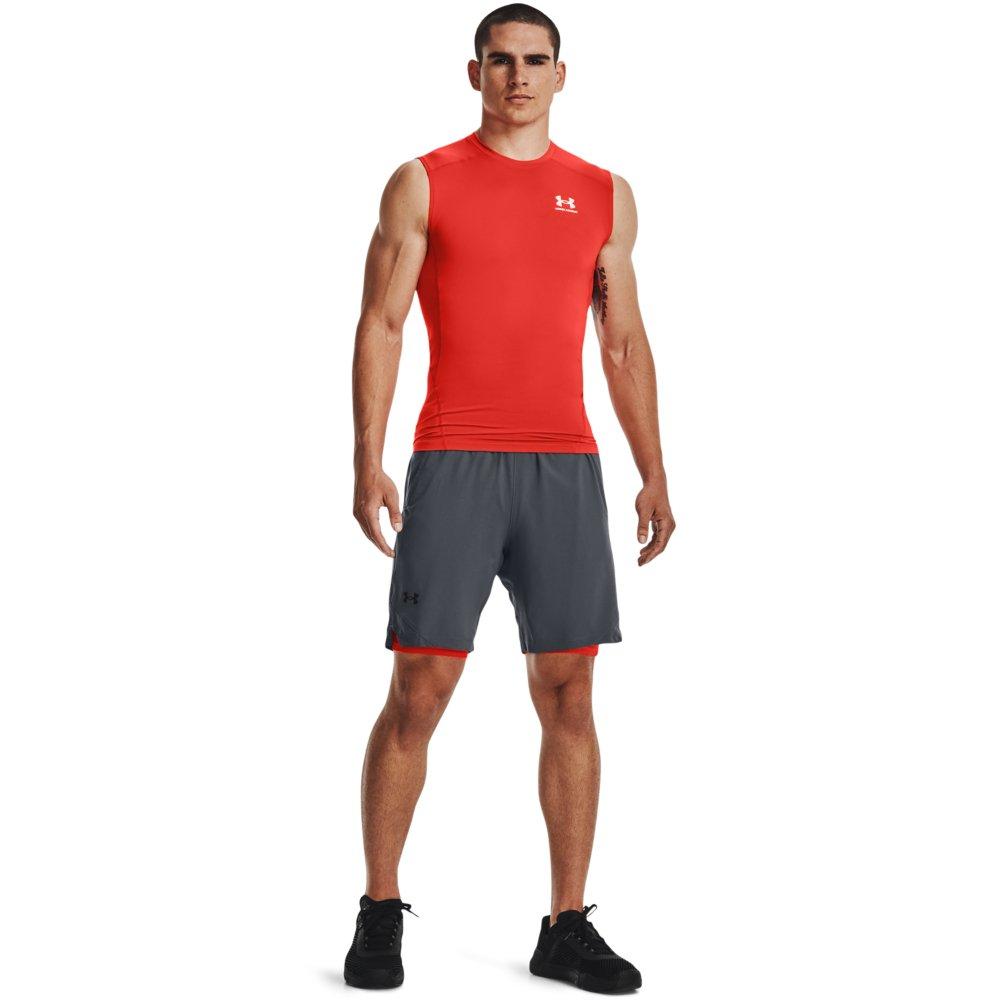 Under Armour Men's HeatGear Sleeveless Compression Top - ORANGE Thumbnail View 3