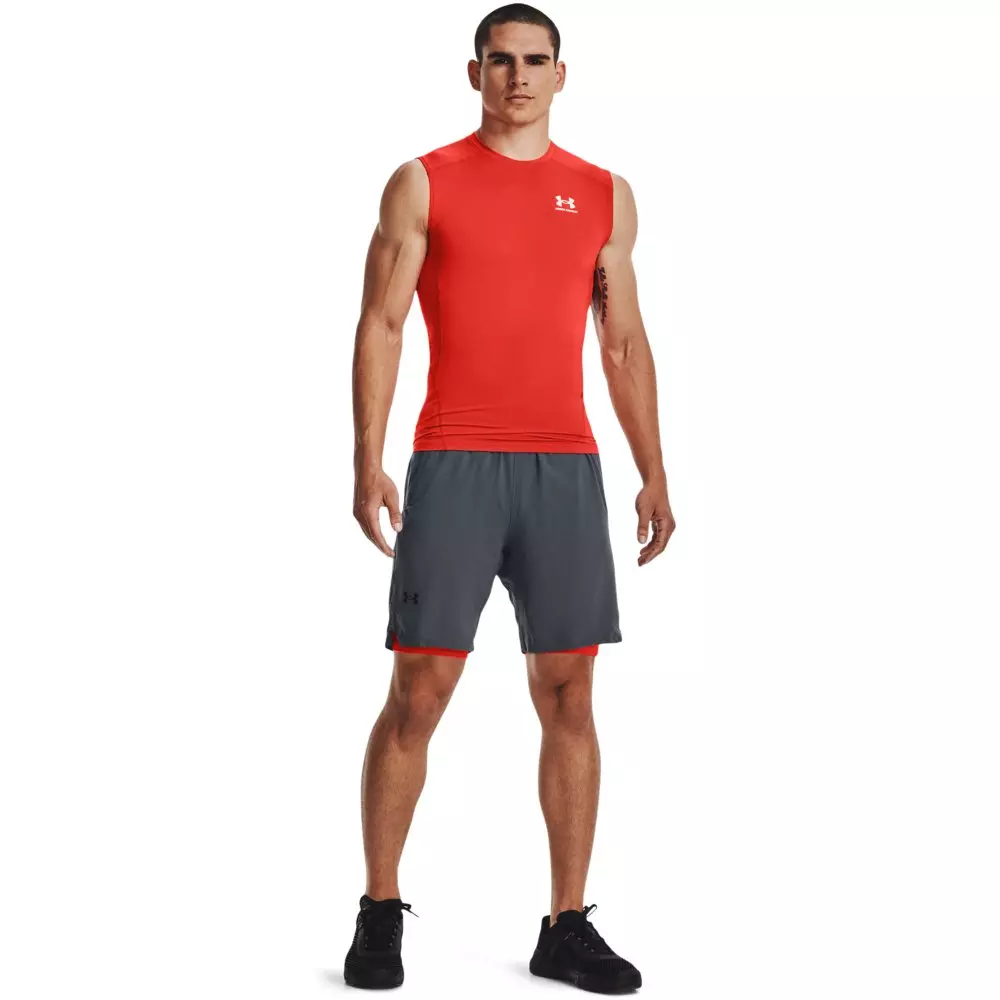 Under Armour Men's HeatGear Sleeveless Compression Top - ORANGE