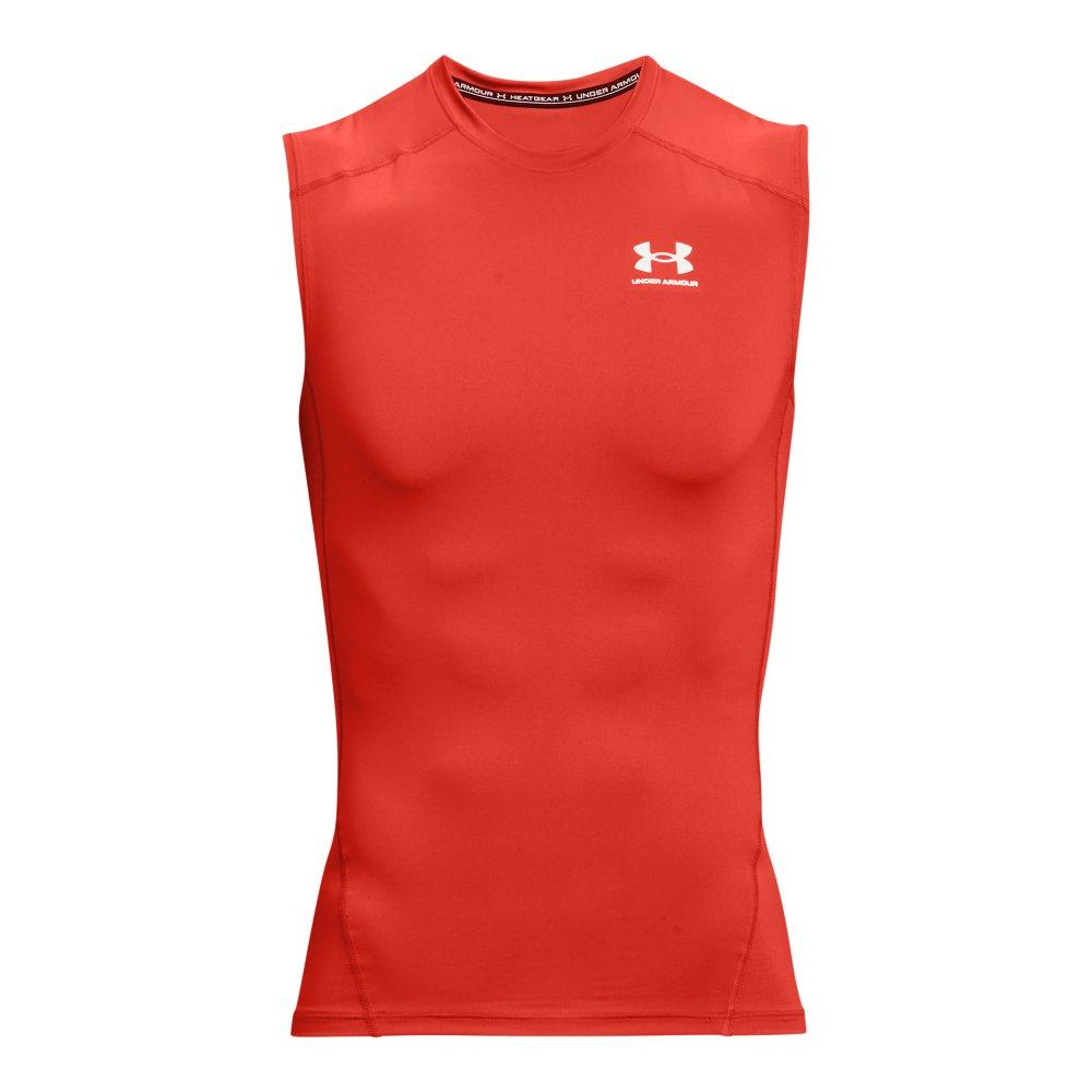 Under Armour Men's HeatGear Sleeveless Compression Top - ORANGE Thumbnail View 4
