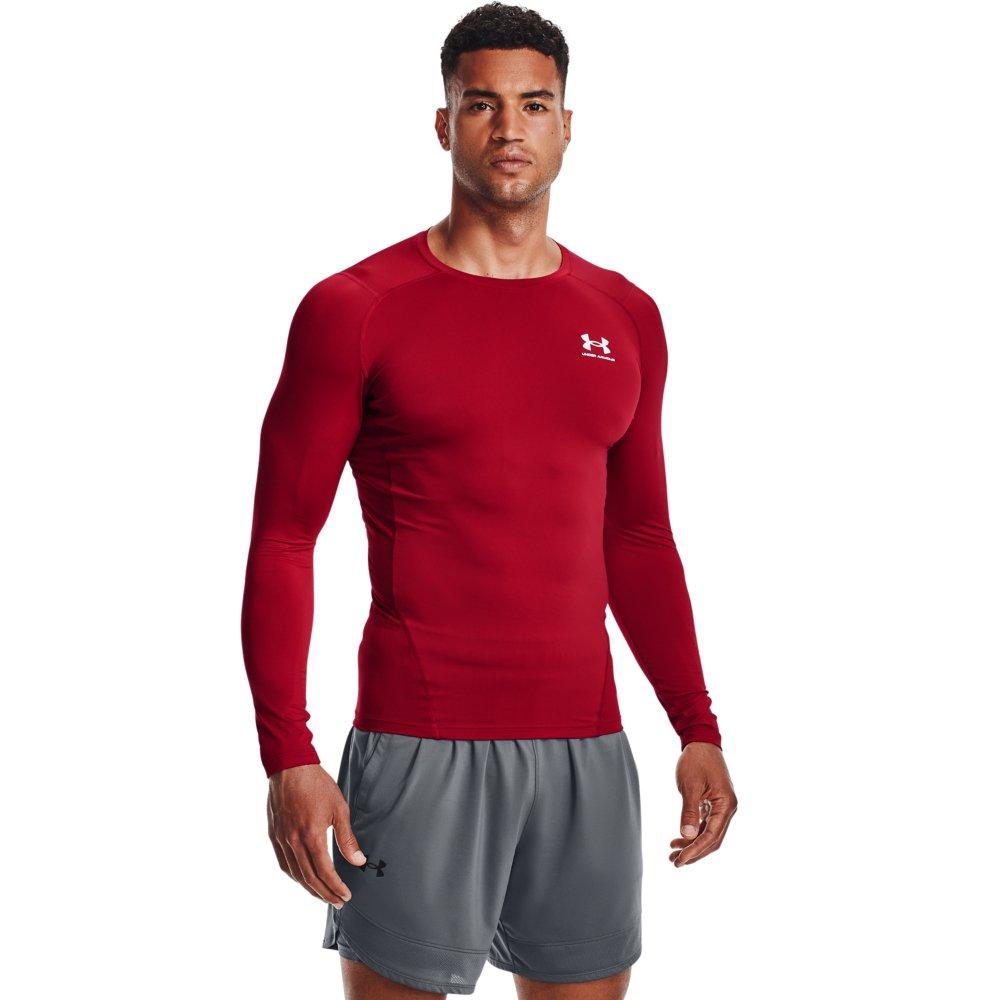 Under Armour Men's HeatGear Long Sleeve Compression Shirt - RED Thumbnail View 1