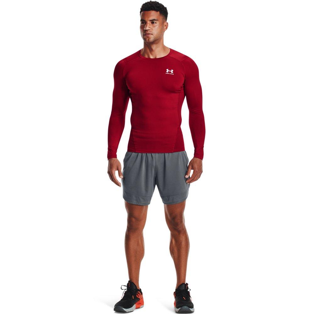 Under Armour Men's HeatGear Long Sleeve Compression Shirt - RED Thumbnail View 3