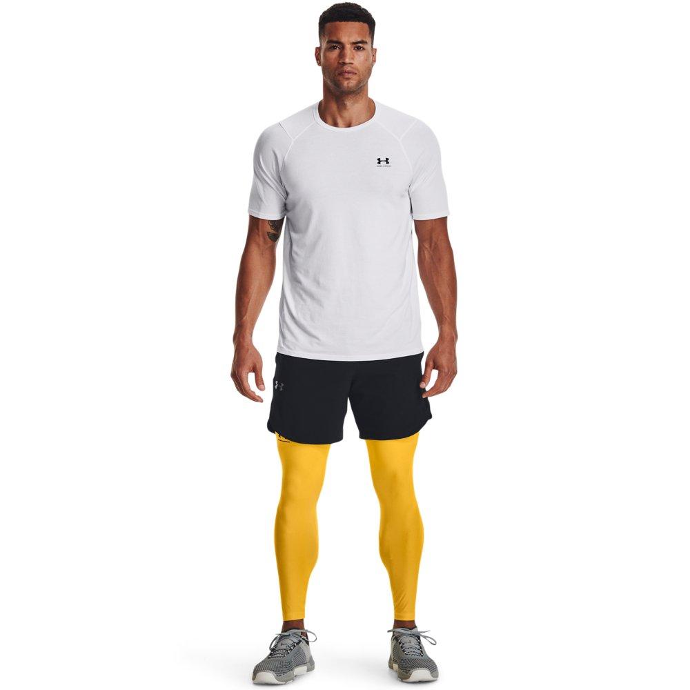 Under Armour Men's HeatGear Performance Leggings - YELLOW Thumbnail View 3