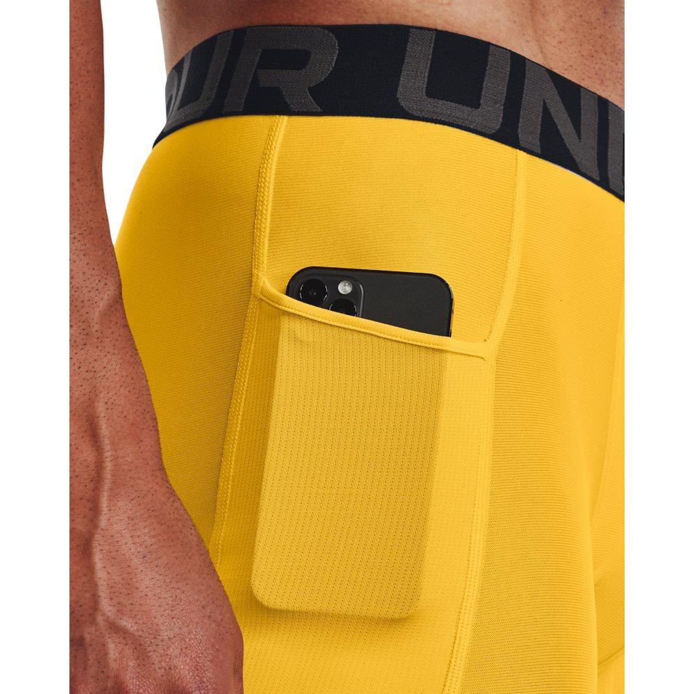 Under Armour Men's HeatGear Performance Leggings - YELLOW Thumbnail View 4