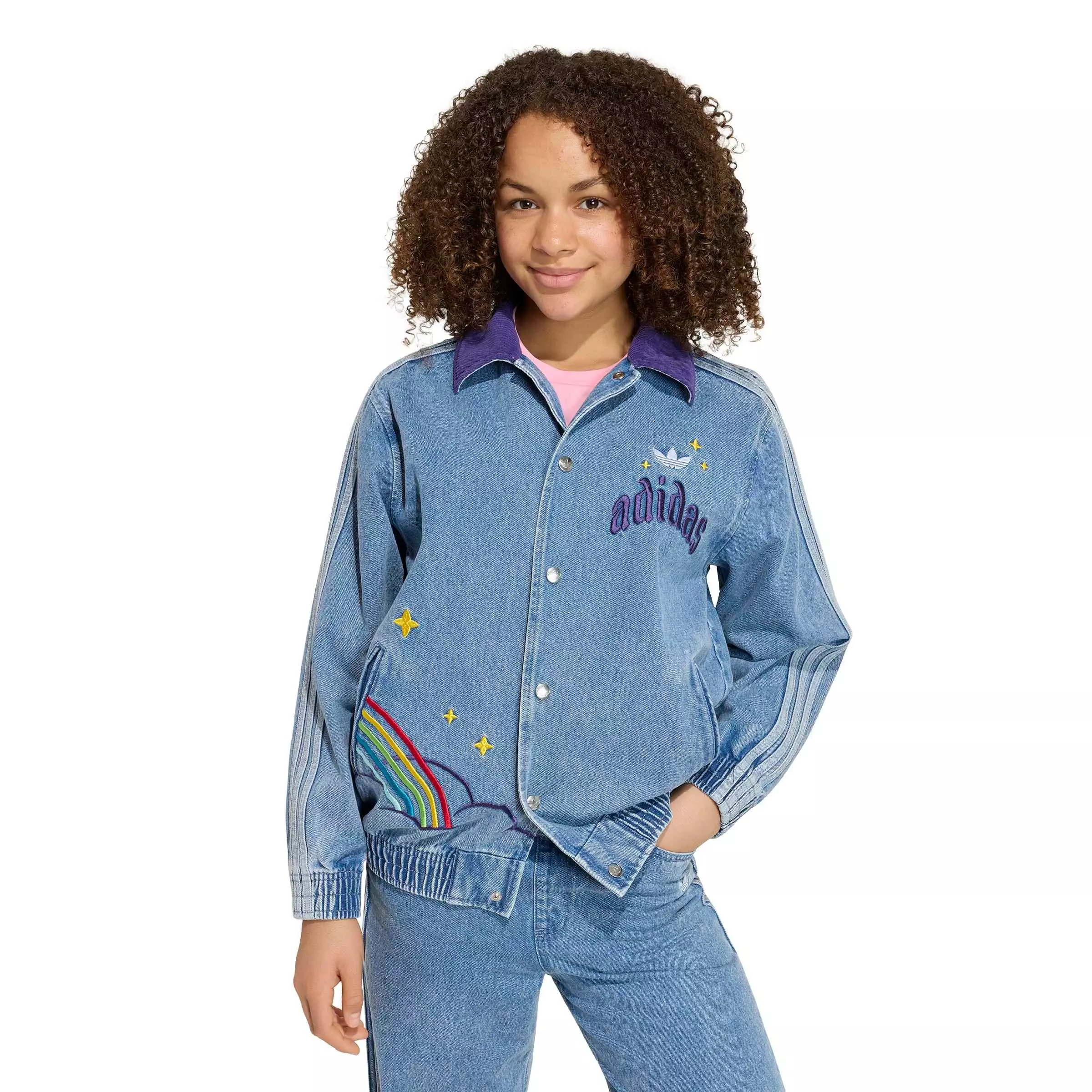 adidas Originals Big Girls' Care Bears Loose College Jacket - Lt Blue - LT BLUE