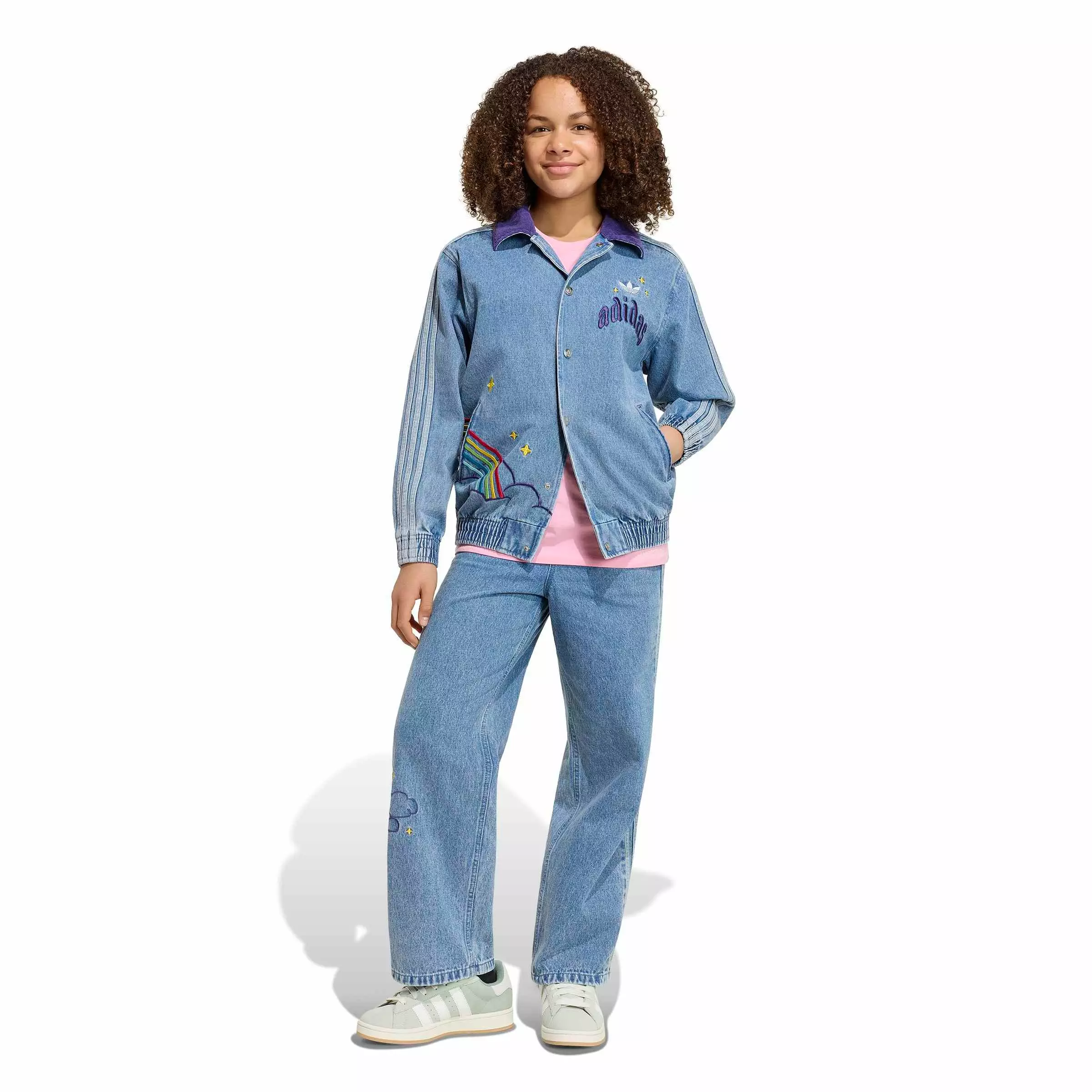 adidas Originals Big Girls' Care Bears Loose College Jacket - Lt Blue - LT BLUE