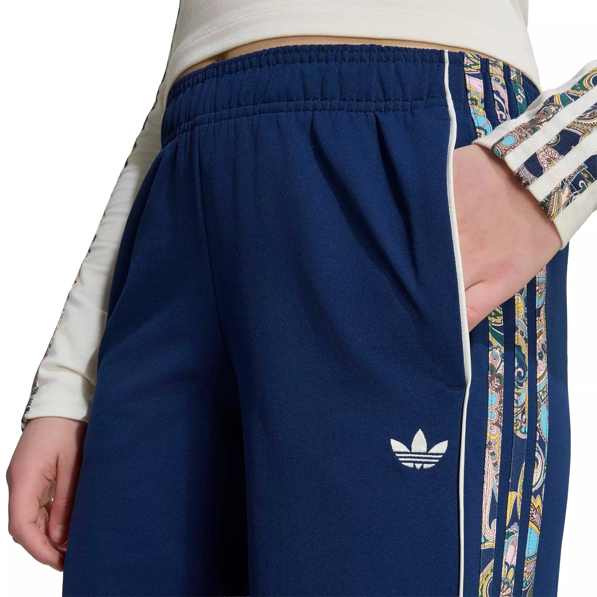 adidas Originals Big Girls' Loose Paisley Track Pants - Navy - NAVY