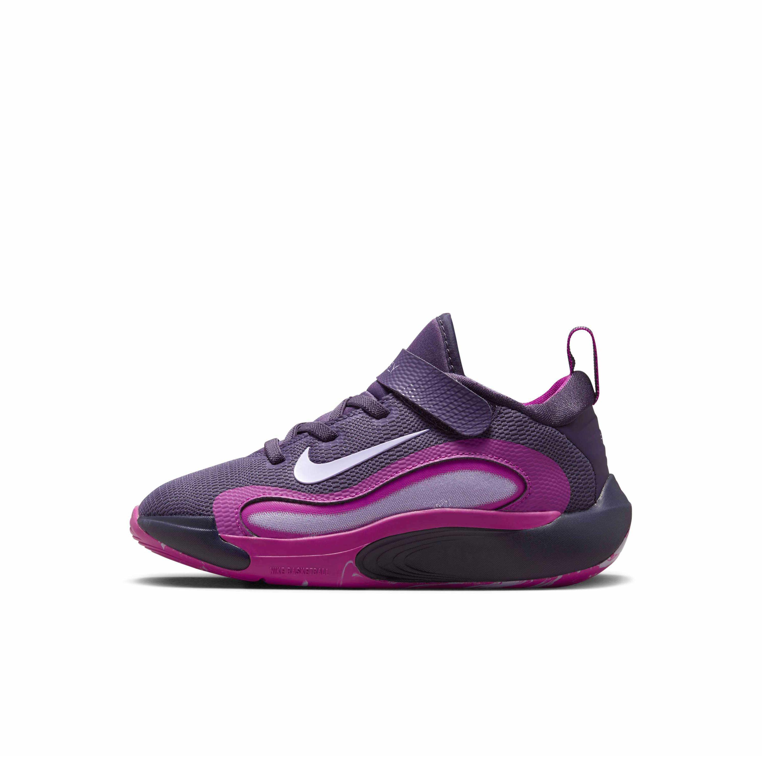 Nike IsoFly "Dark Raisin/Hot Fuchsia/Hydrangeas" Preschool Girls' Basketball Shoe - DK RAISIN/FUCHSIA/HYDRANGEAS Thumbnail View 2