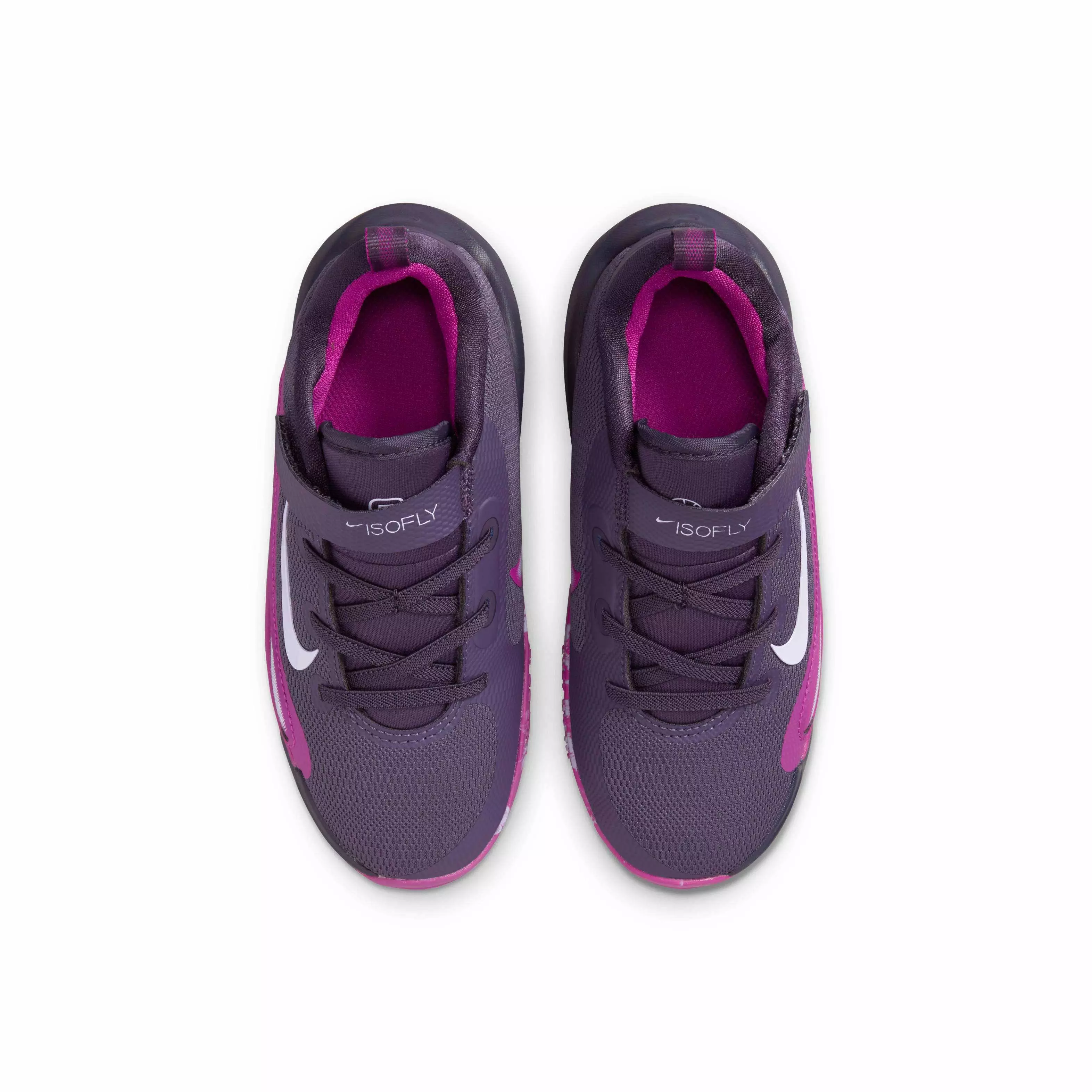Nike IsoFly "Dark Raisin/Hot Fuchsia/Hydrangeas" Preschool Girls' Basketball Shoe - DK RAISIN/FUCHSIA/HYDRANGEAS