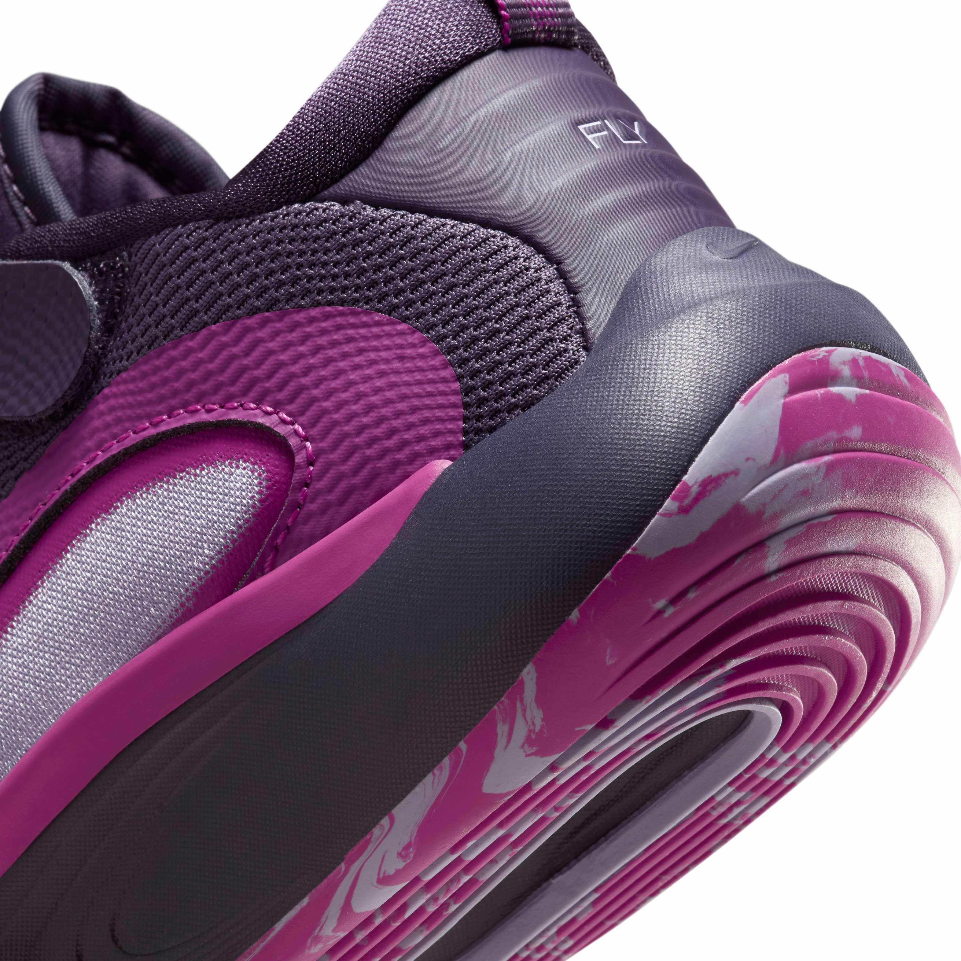 Nike IsoFly "Dark Raisin/Hot Fuchsia/Hydrangeas" Preschool Girls' Basketball Shoe - DK RAISIN/FUCHSIA/HYDRANGEAS Thumbnail View 8