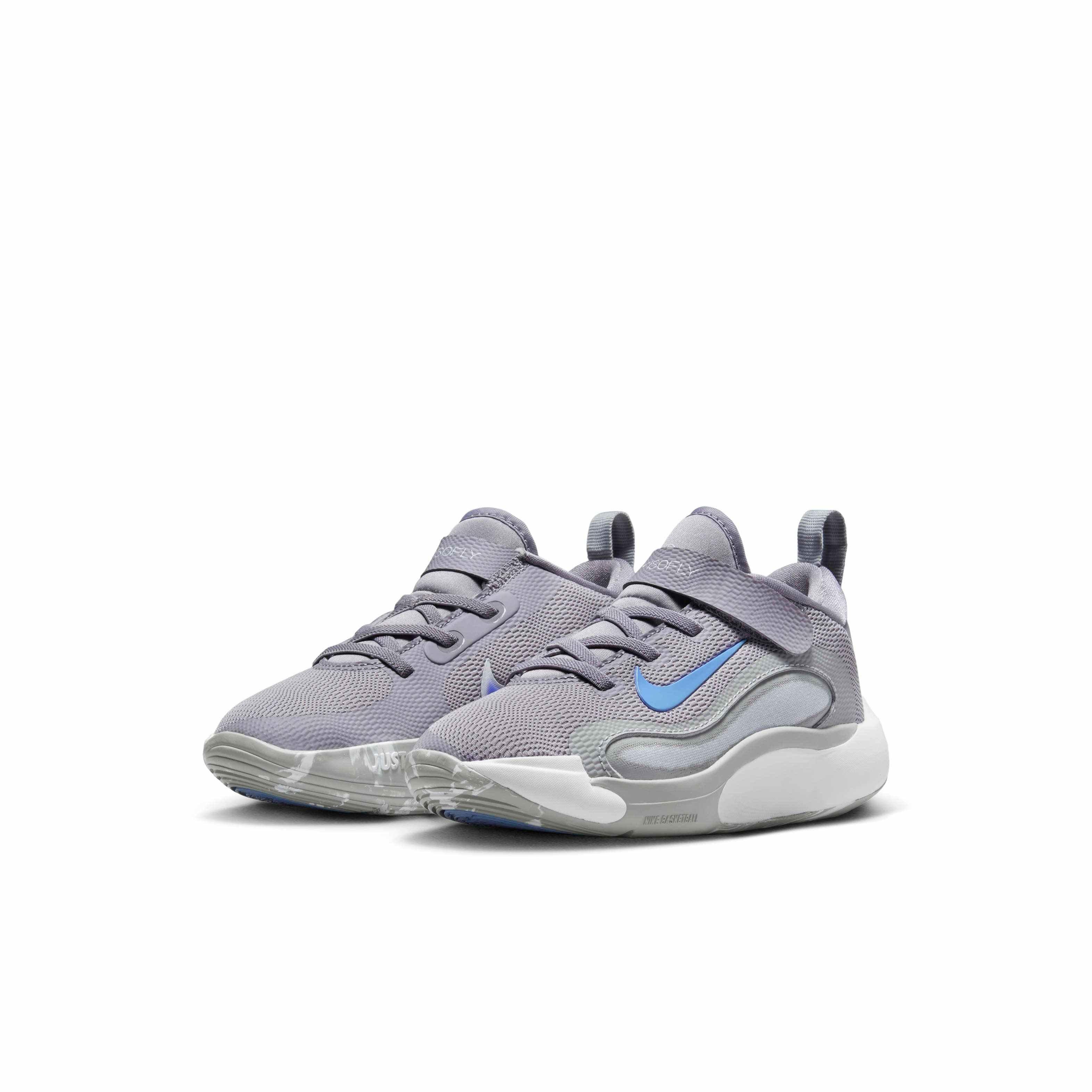 Nike IsoFly Preschool Boys' "Cement Grey/Light Smoke Grey/Pure Platinum/Royal Pulse" Basketball Shoe