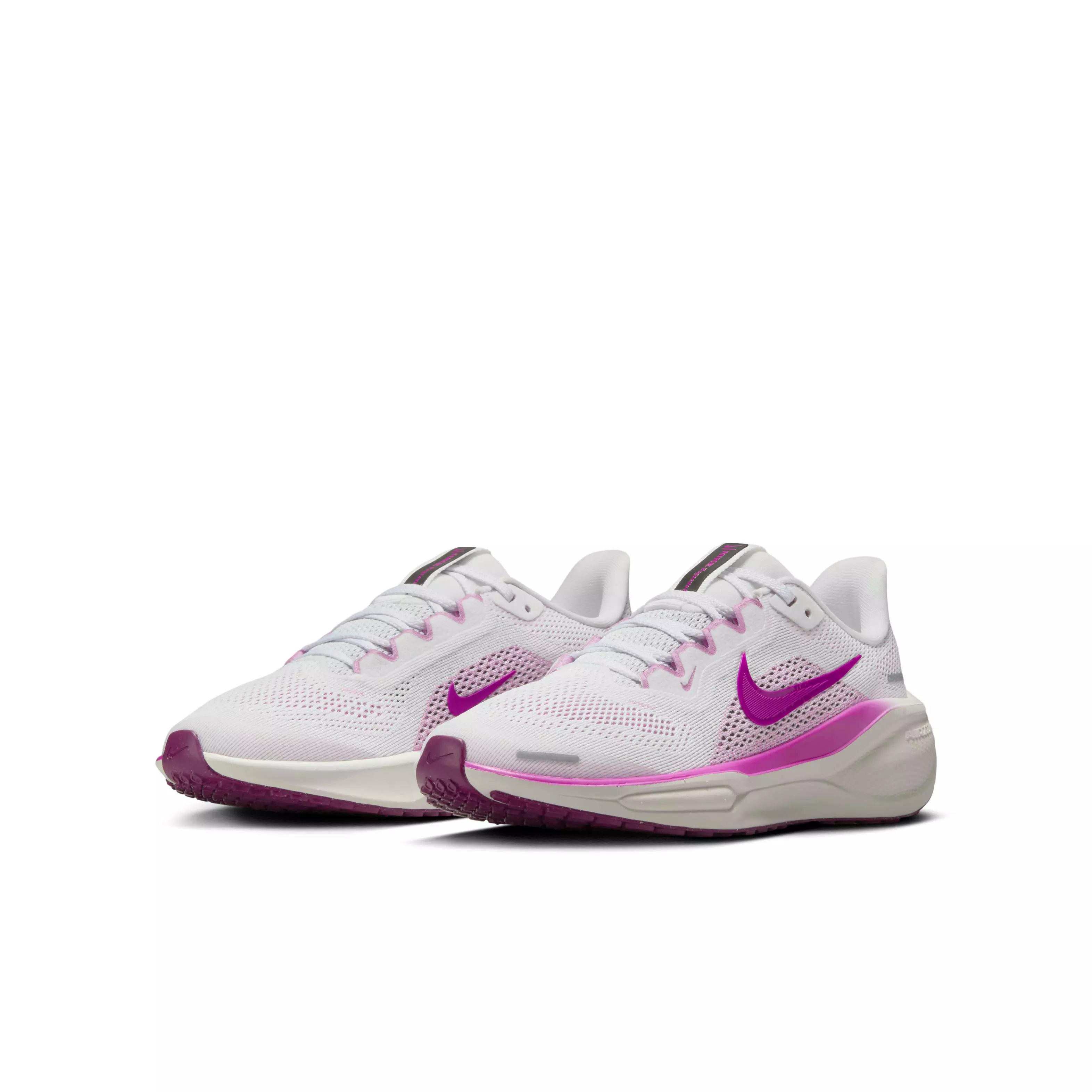 Nike Pegasus 41 "White/Black/Beyond Pink/Hyper Violet" Grade School Girls' Running Shoe - WHITE/BLACK/PINK/VIOLET