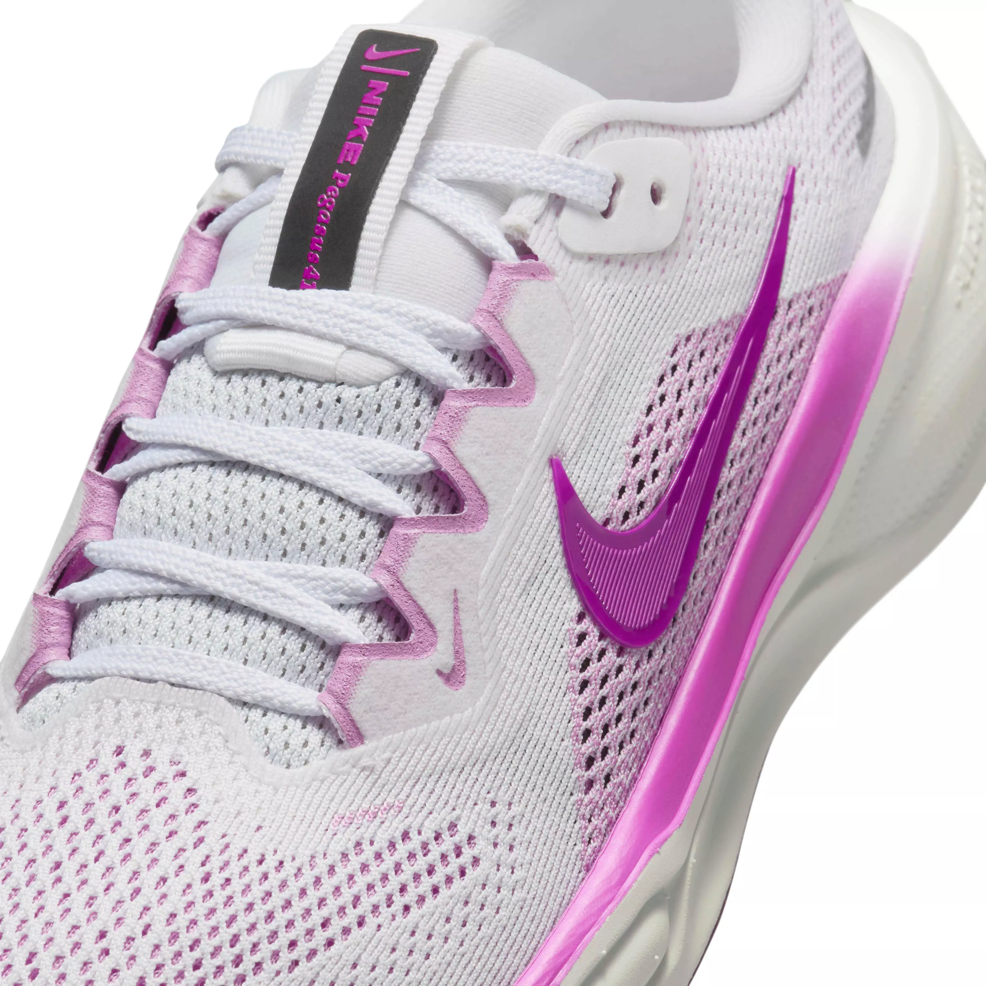 Nike Pegasus 41 "White/Black/Beyond Pink/Hyper Violet" Grade School Girls' Running Shoe - WHITE/BLACK/PINK/VIOLET