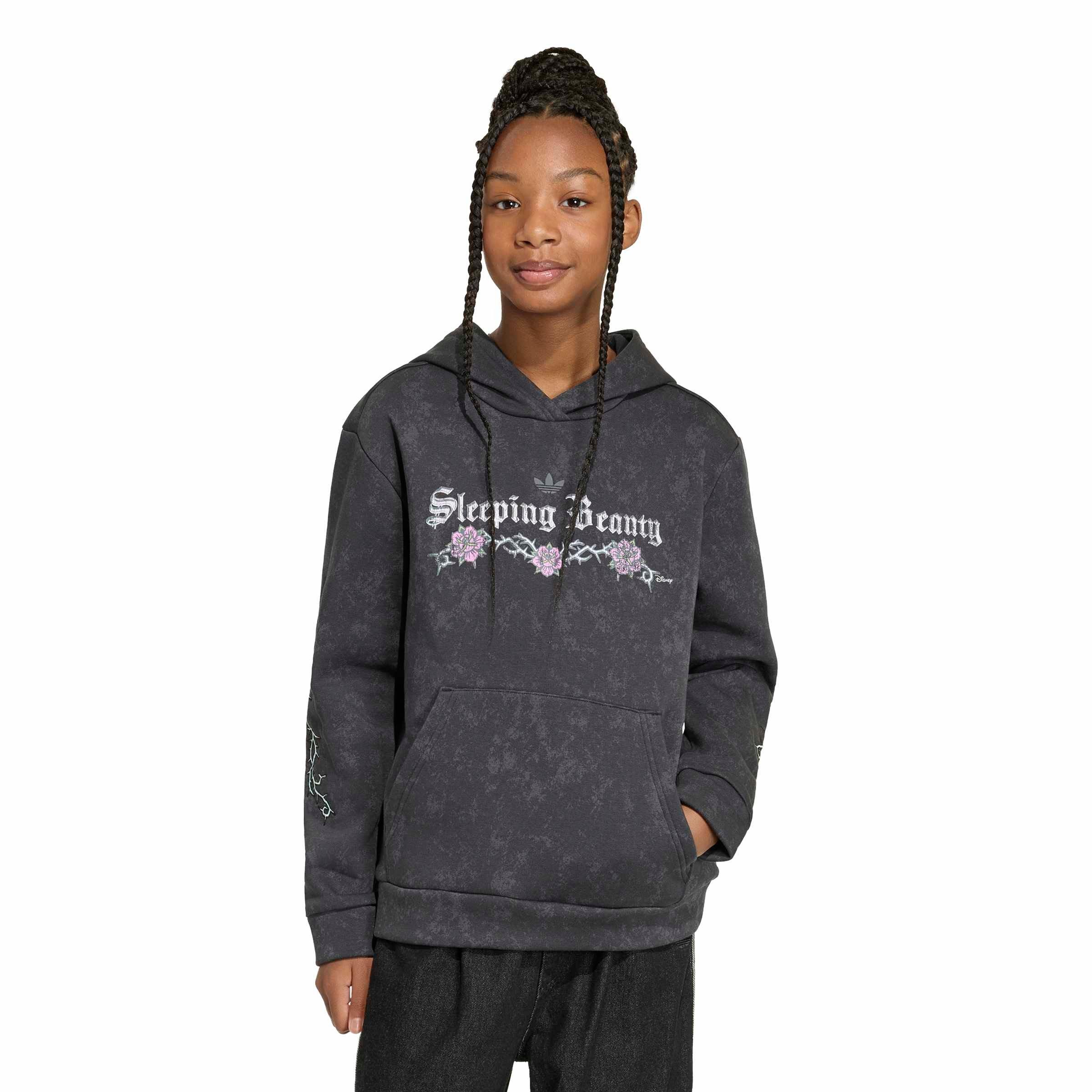 adidas Originals Big Girls' Disney Villains Loose Washed GFX Crew Sweatshirt - Black - BLACK