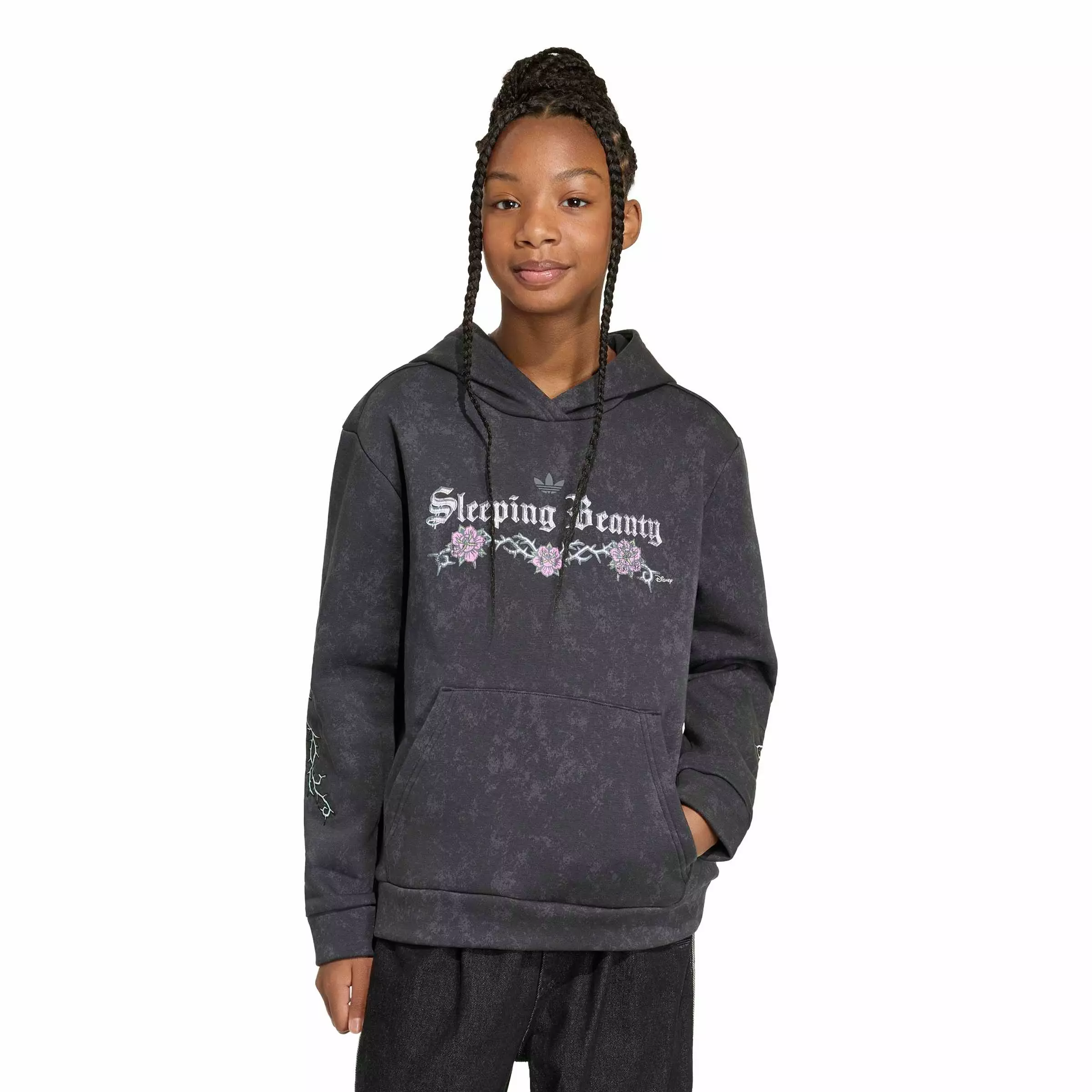 adidas Originals Big Girls' Disney Villains Loose Washed GFX Crew Sweatshirt - Black - BLACK