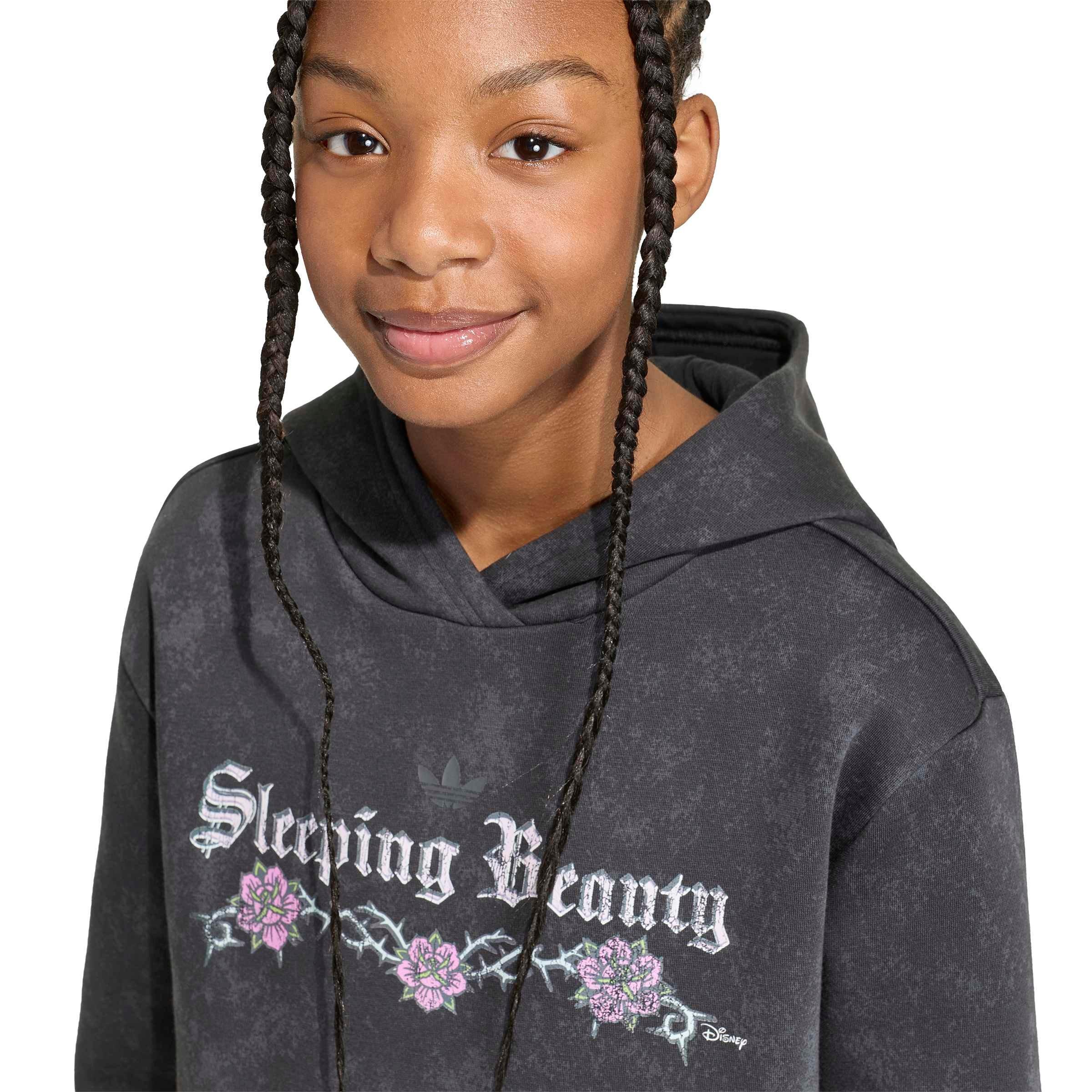 adidas Originals Big Girls' Disney Villains Loose Washed GFX Crew Sweatshirt - Black - BLACK