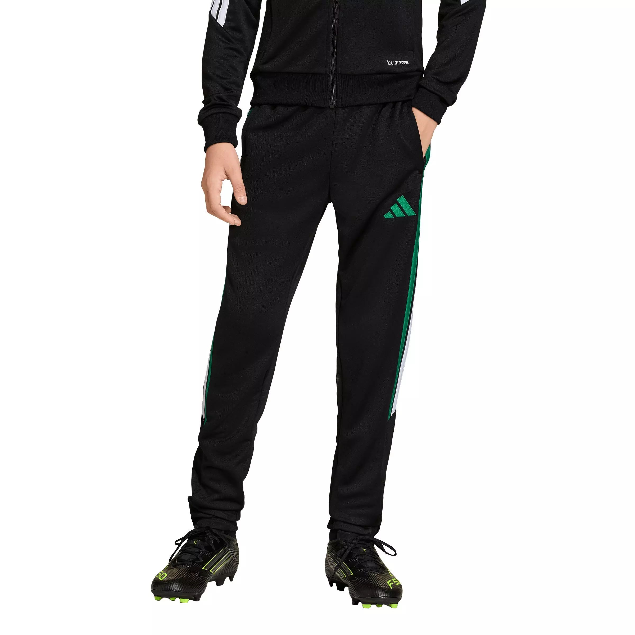 adidas Big Boys' Tiro 26 League Soocer Training Pants - Black/Green - BLACK/GREEN