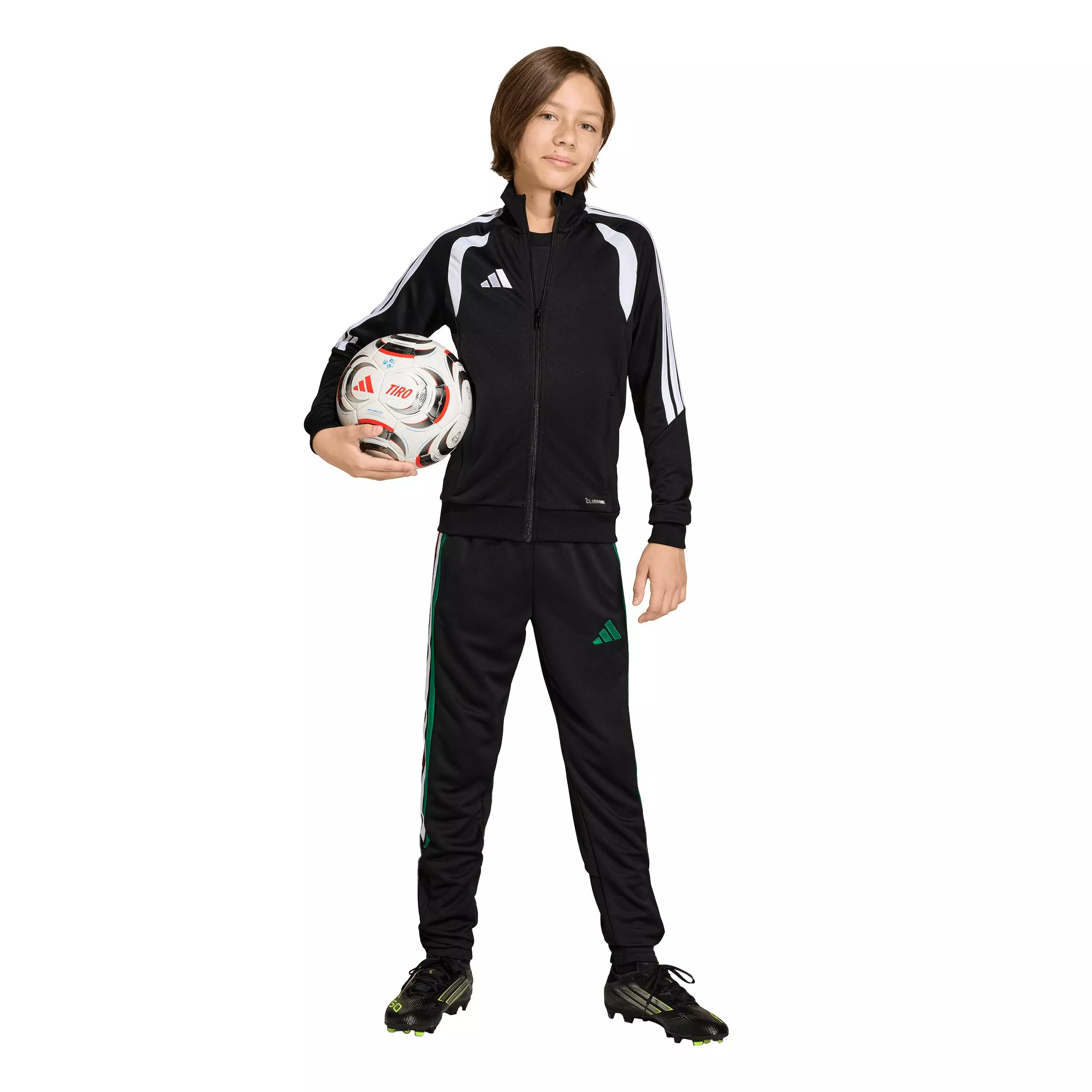 adidas Big Boys' Tiro 26 League Soocer Training Pants - Black/Green - BLACK/GREEN