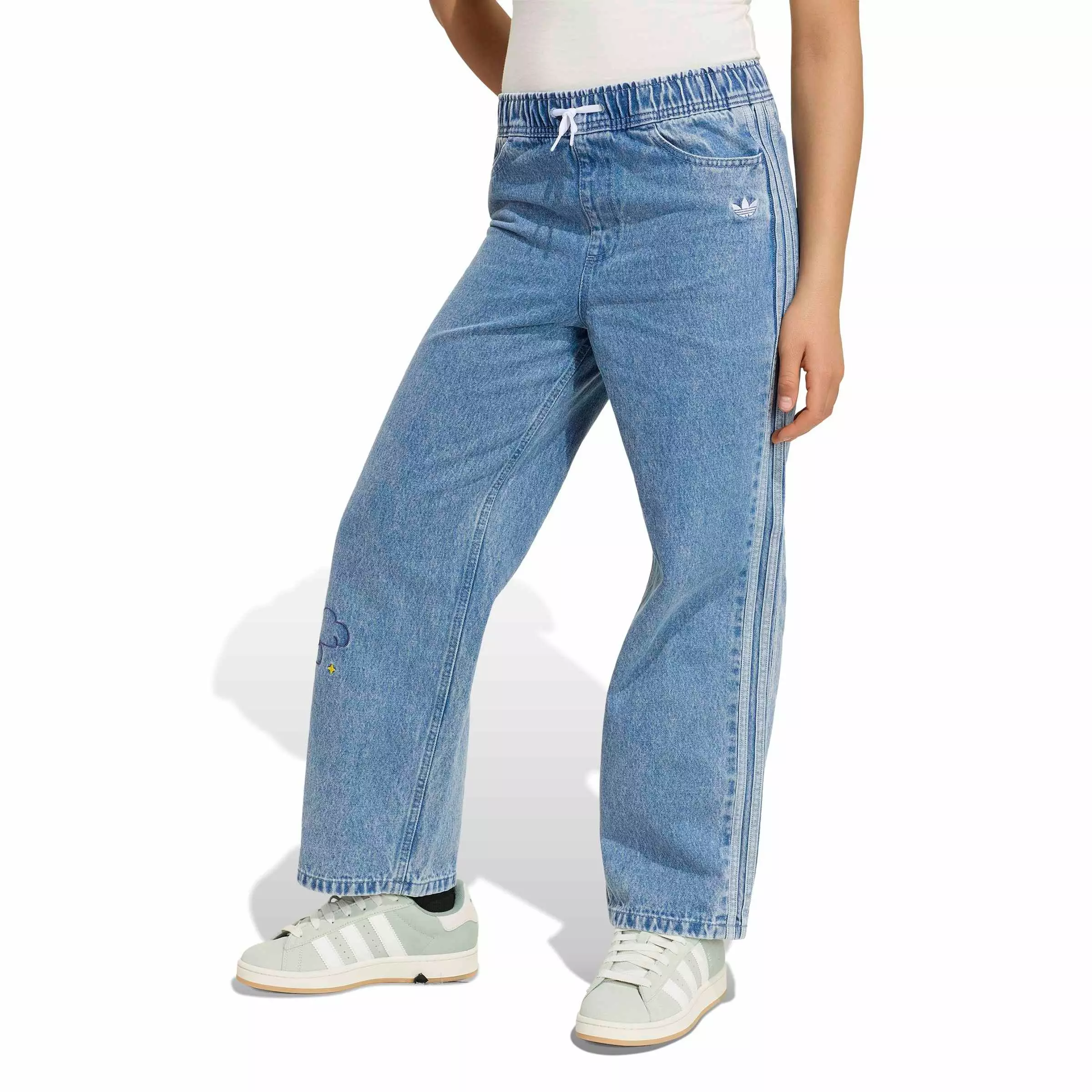 adidas Originals Big Girls' Care Bears Loose Denim Pants - Lt Blue - LT BLUE