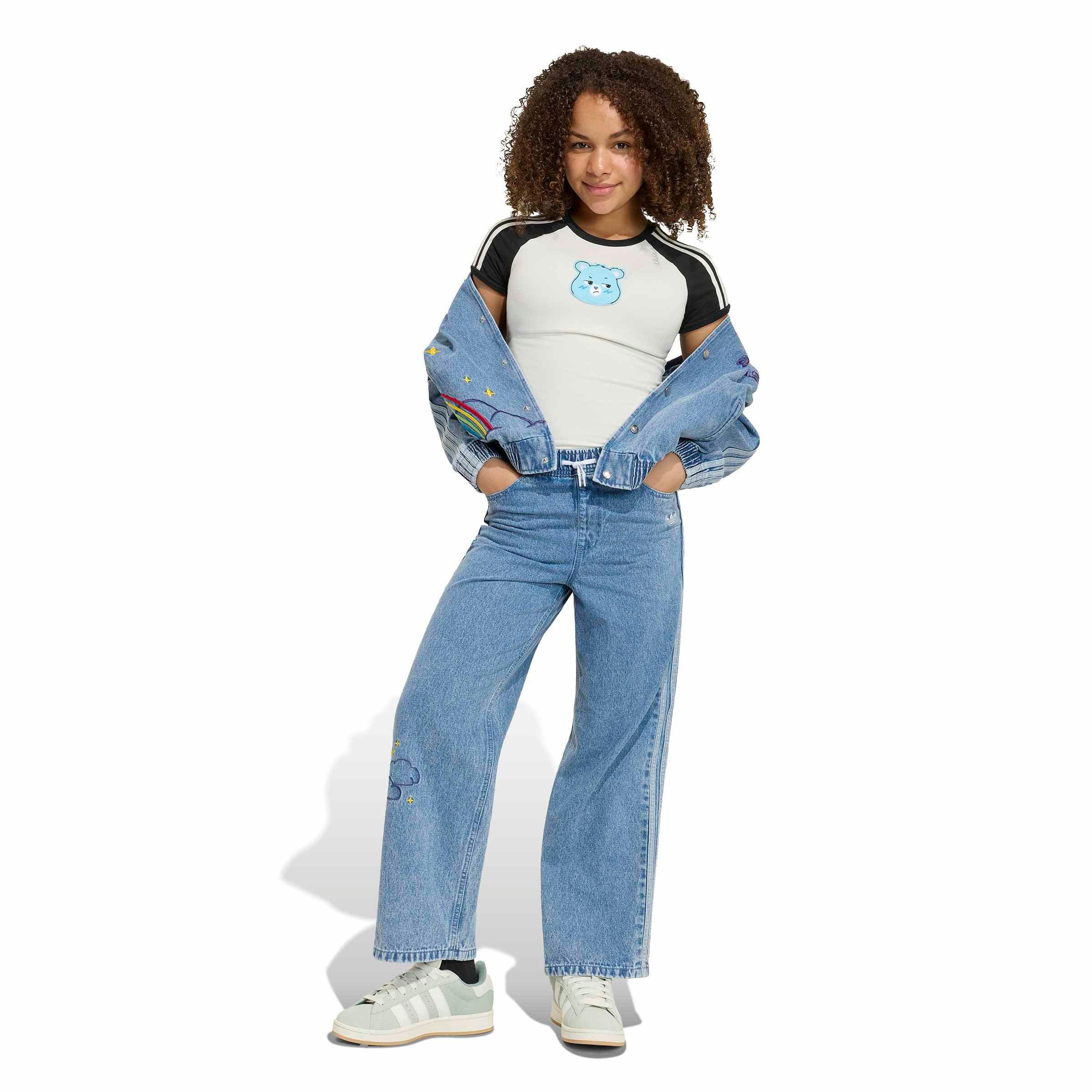 adidas Originals Big Girls' Care Bears Loose Denim Pants - Lt Blue - LT BLUE Thumbnail View 5