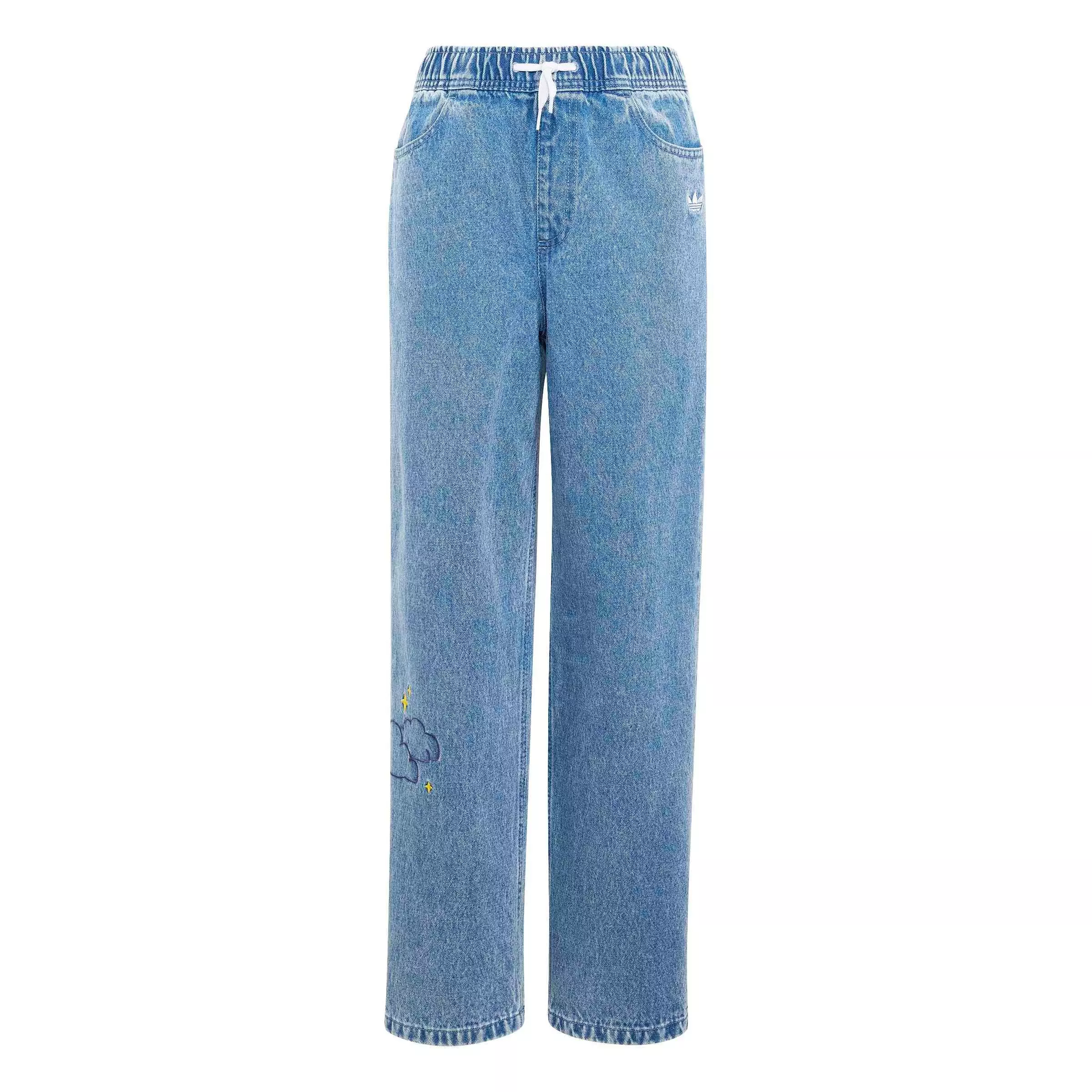 adidas Originals Big Girls' Care Bears Loose Denim Pants - Lt Blue - LT BLUE