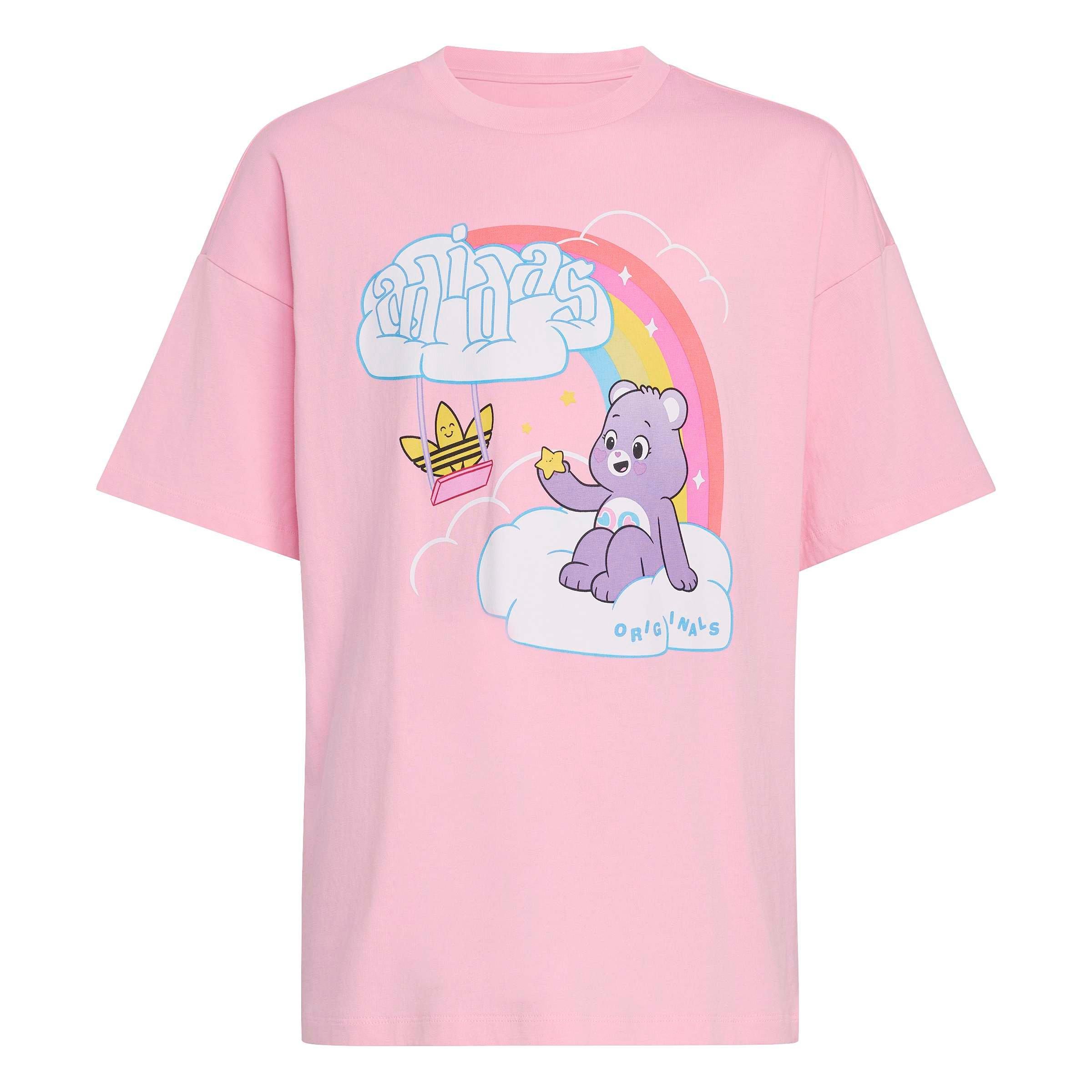 adidas Originals Big Girls' Care Bears Slim 3-Stripes Tee Shirt - Pink - PINK Thumbnail View 6