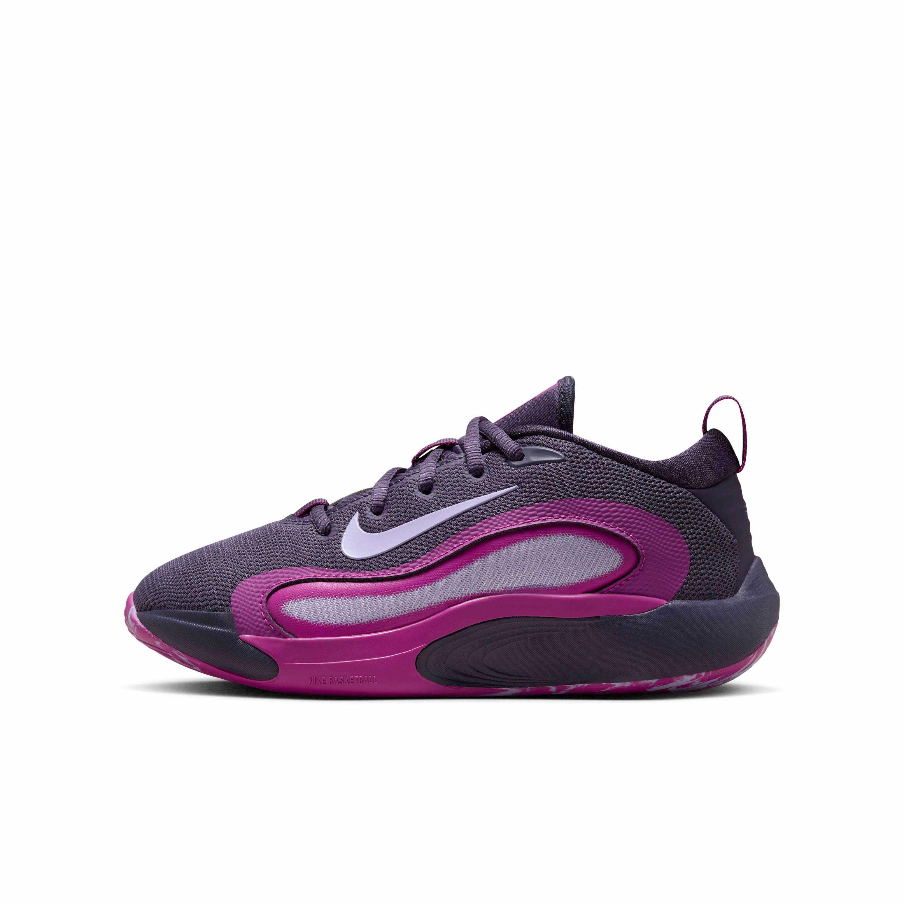 Nike IsoFly Grade School Girls' "Dark Raisin/Hot Fuchsia/Hydrangeas" Basketball Shoe