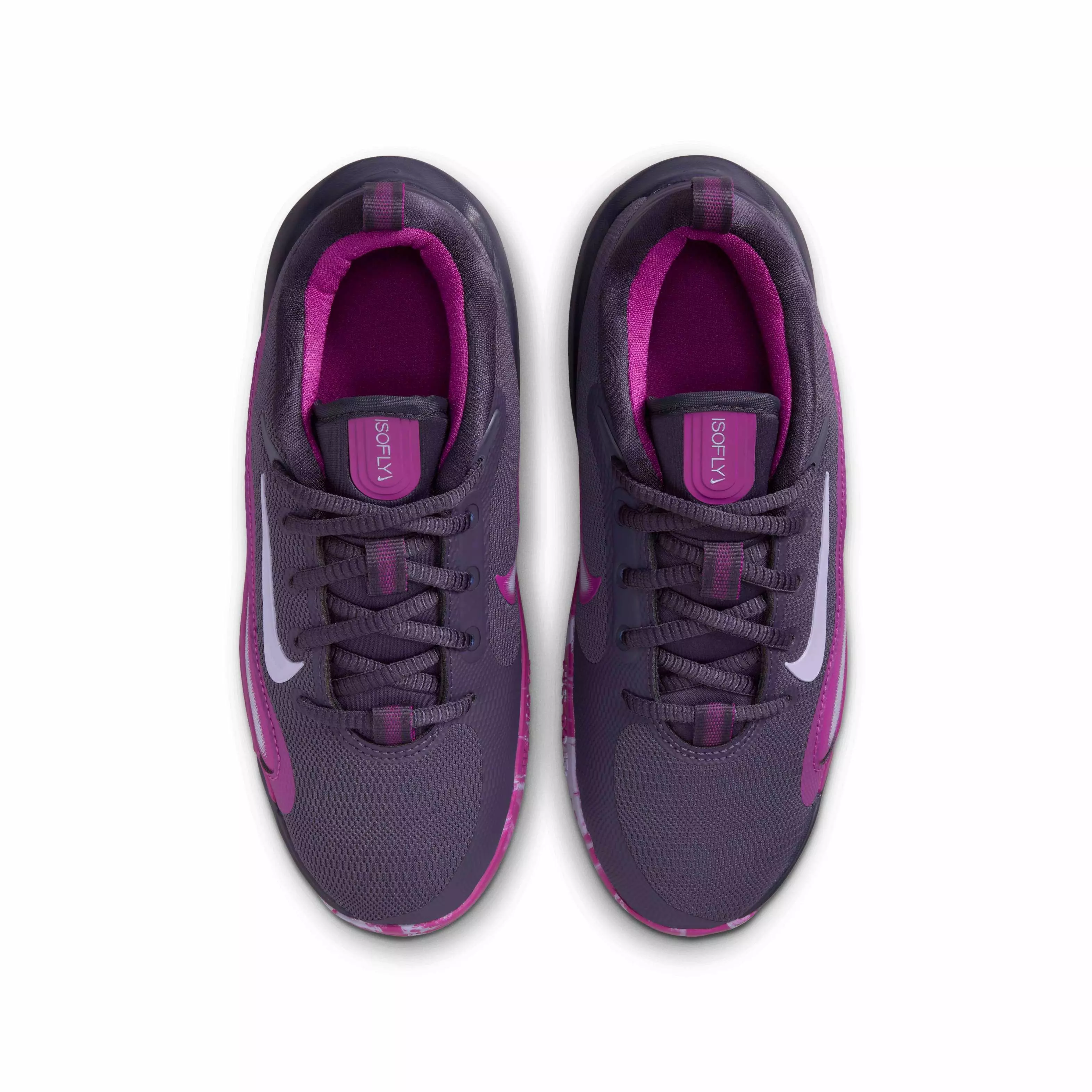 Nike IsoFly "Dark Raisin/Hot Fuchsia/Hydrangeas" Grade School Girls' Basketball Shoe - DK RAISIN/FUCHSIA/HYDRANGEAS