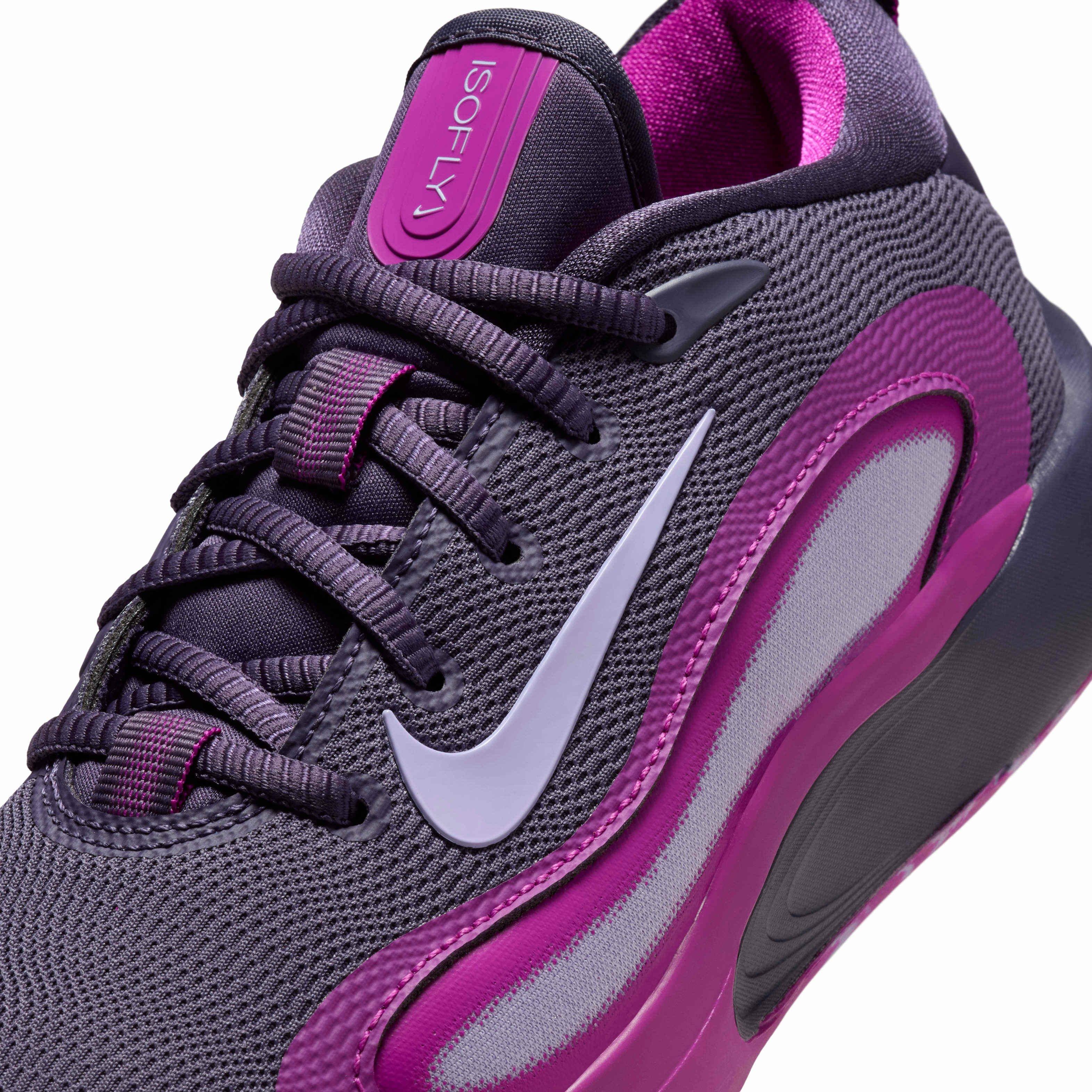 Nike IsoFly Grade School Girls' "Dark Raisin/Hot Fuchsia/Hydrangeas" Basketball Shoe