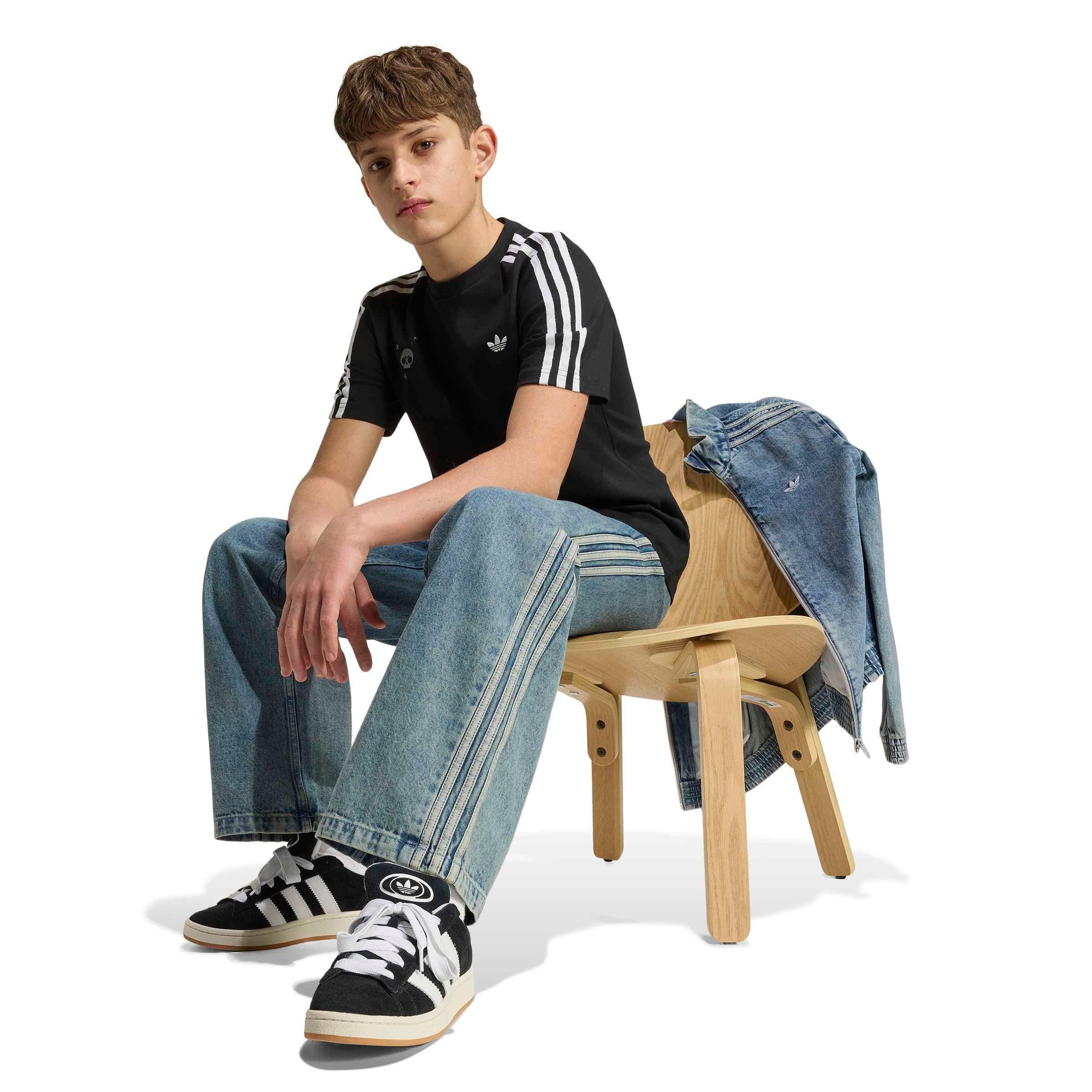adidas Originals Big Boys' Graphic Loose Tee Shirt - Black - BLACK