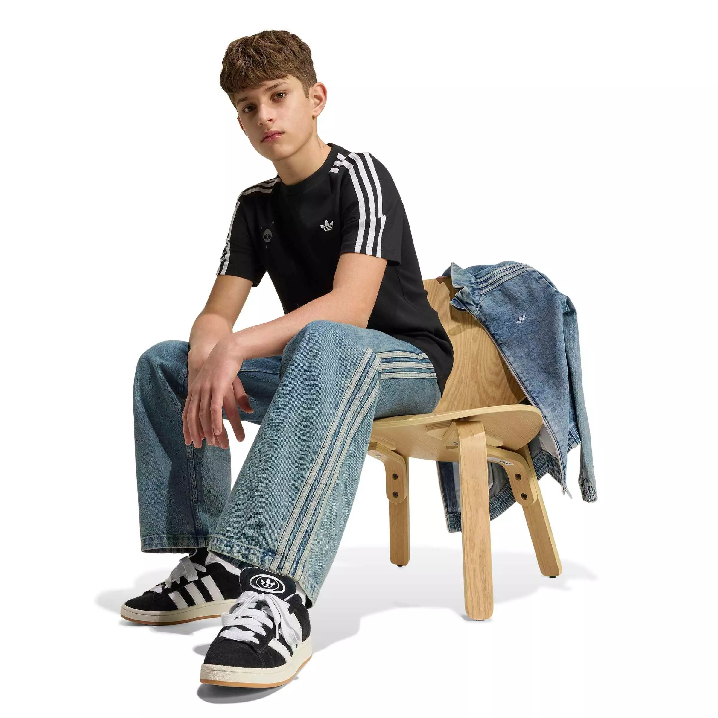 adidas Originals Big Boys' Graphic Loose Tee Shirt - Black - BLACK